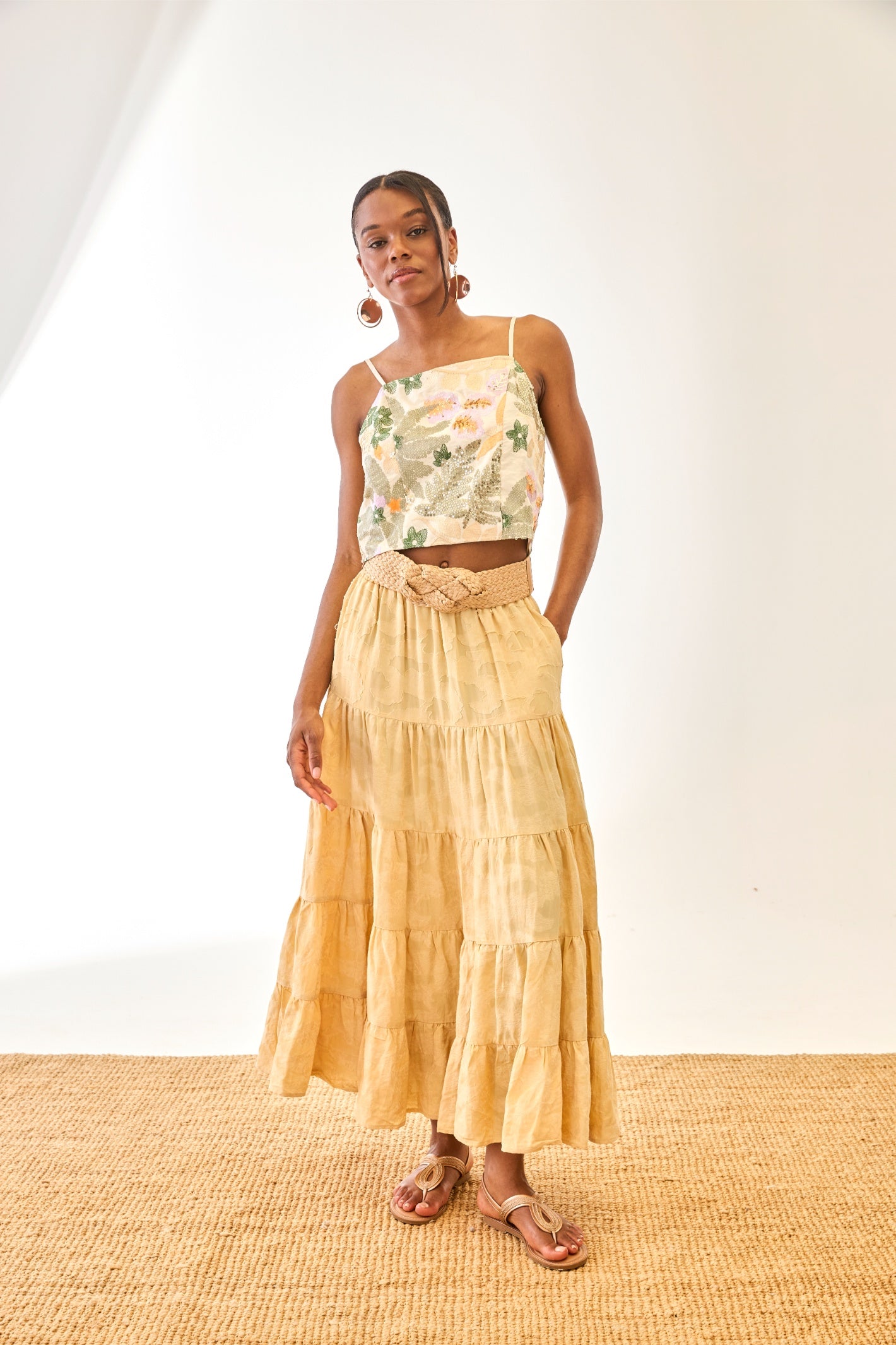 nancoi nancoi solotex frill skirt フリル NKN Nekane Riloru Yellow Linen Ruffled Skirt | NKN Nekane
