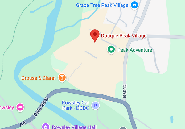 Map showing location of Peak Village, Rowsley
