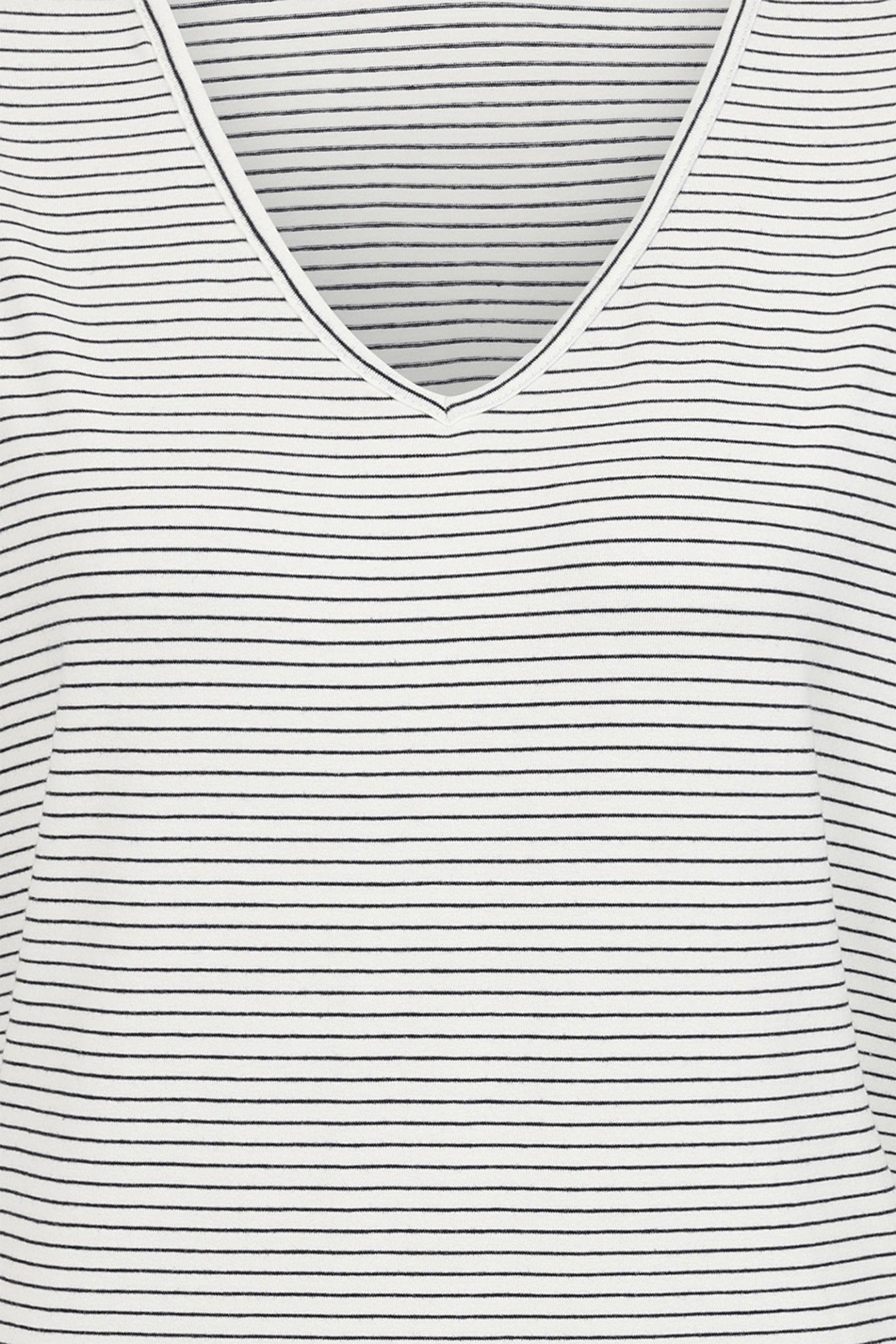 Alice Collins 034S012 Perfect Striped V-Neck T-Shirt White Black - Dotique