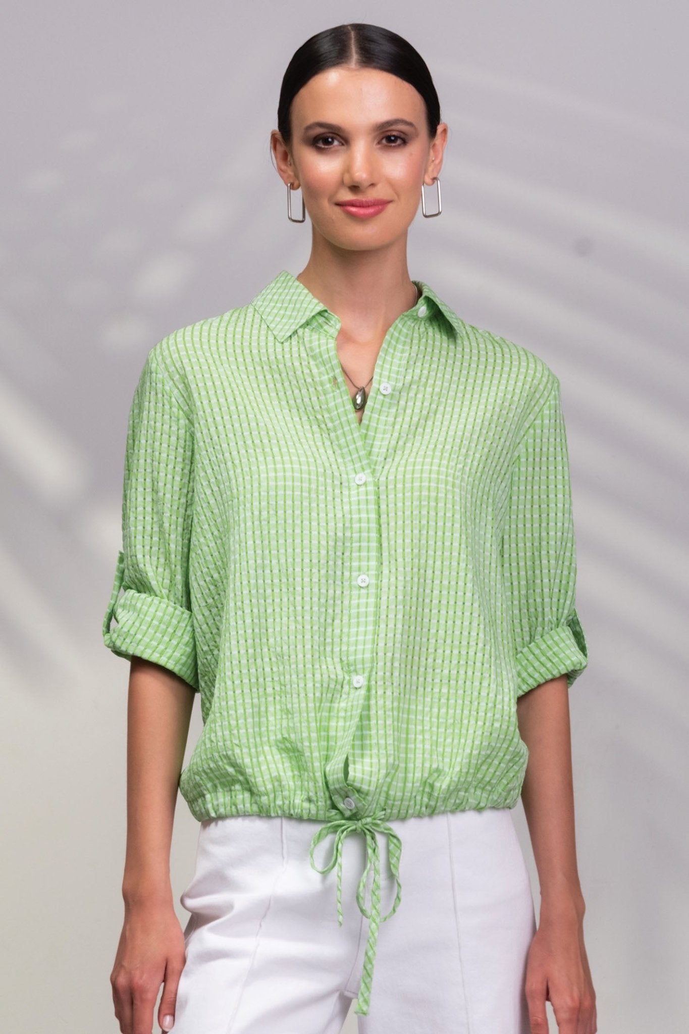 Alison Sheri A45188 Green Drawstring Waist Blouse – Dotique