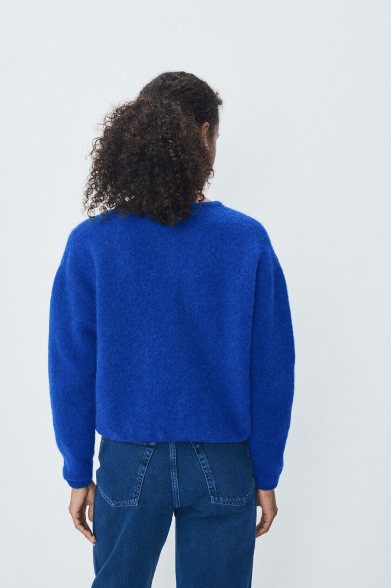 American Vintage VITOW bleu royal cropped cardigan with round neck – Dotique