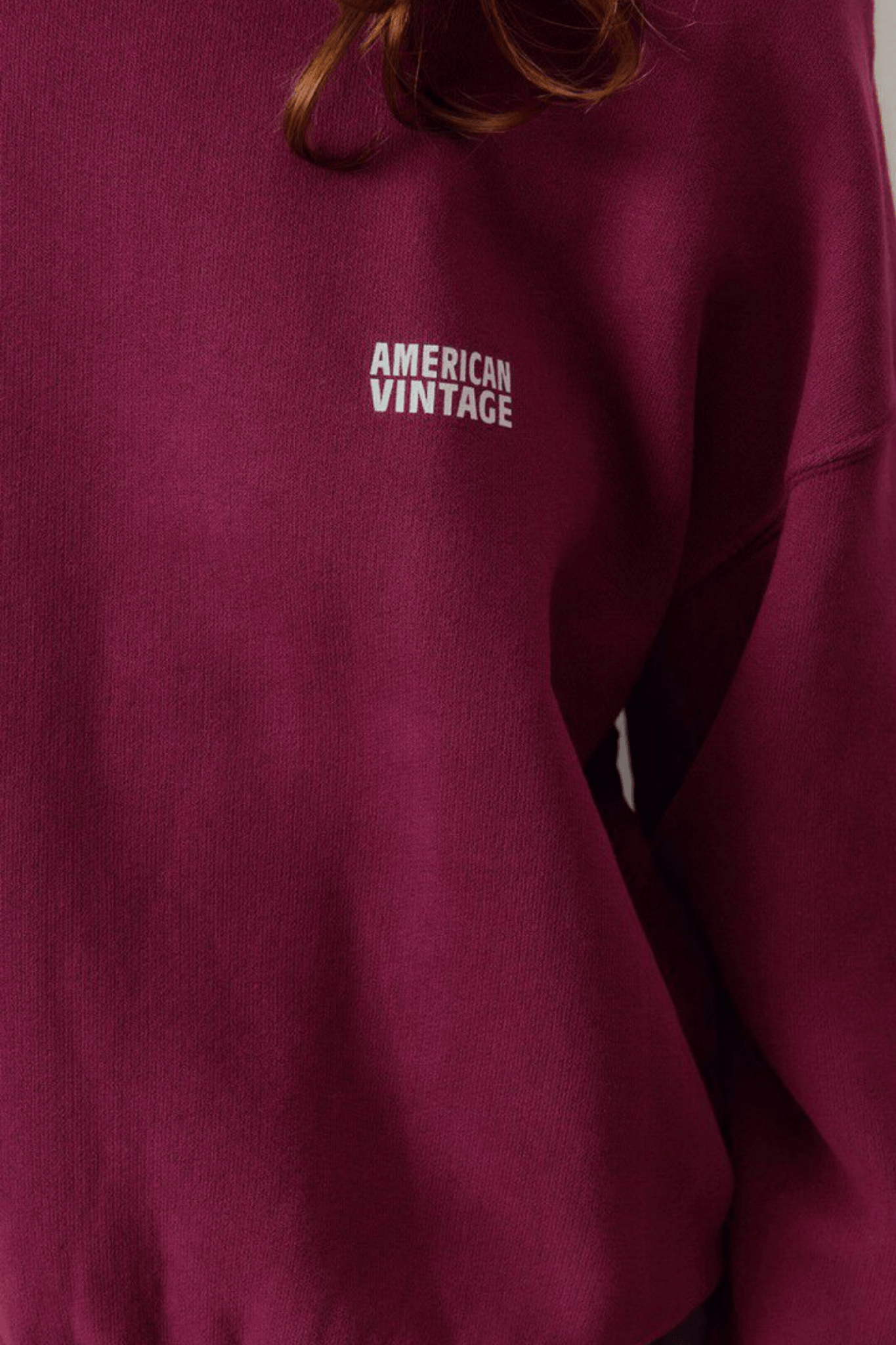 American Vintage IZUBIRD bordeaux vintage cropped sweatshirt with crew neck – Dotique