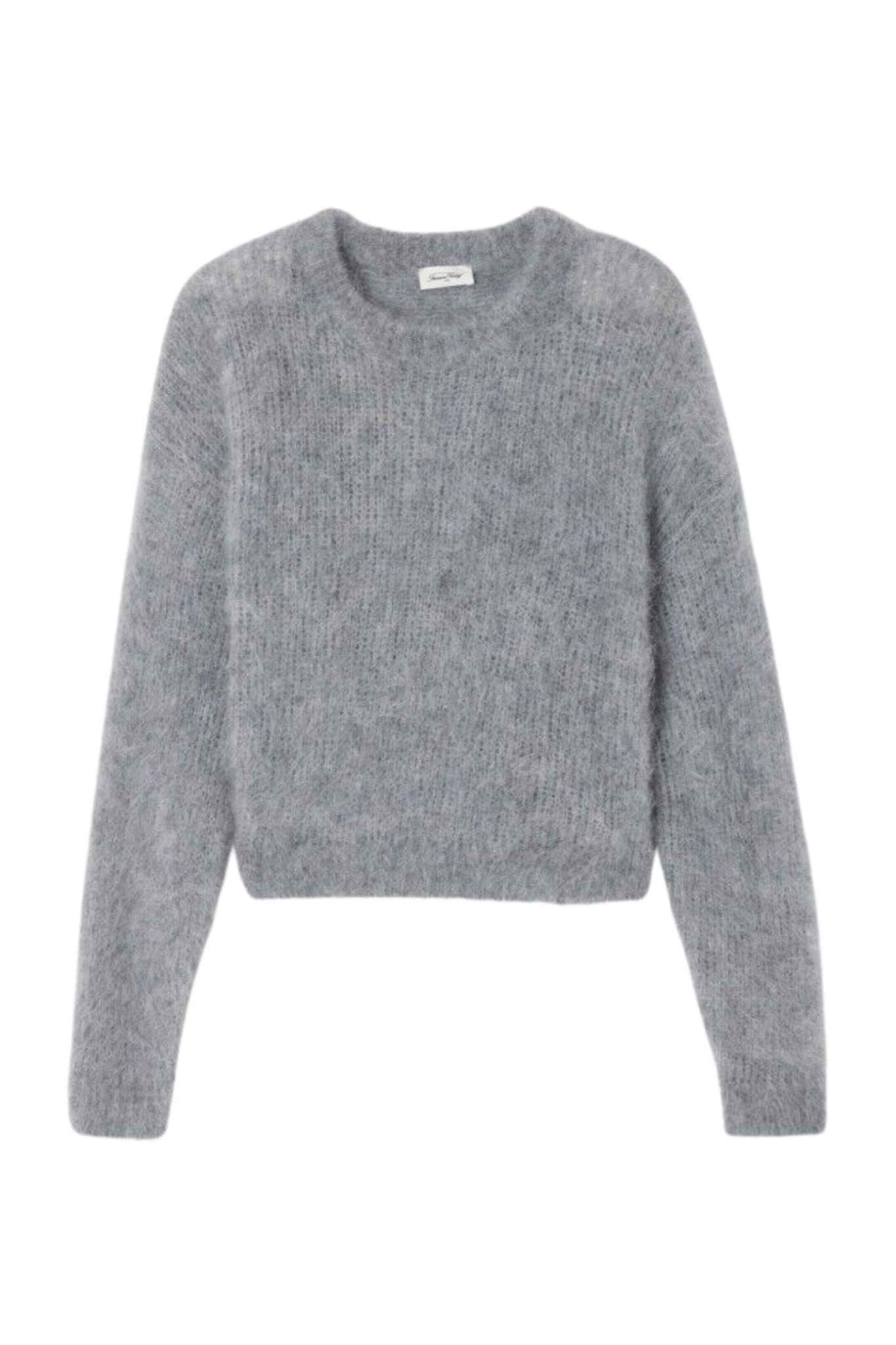 American Vintage BYMI heather grey grisch round neck jumper with fluffy knit – Dotique