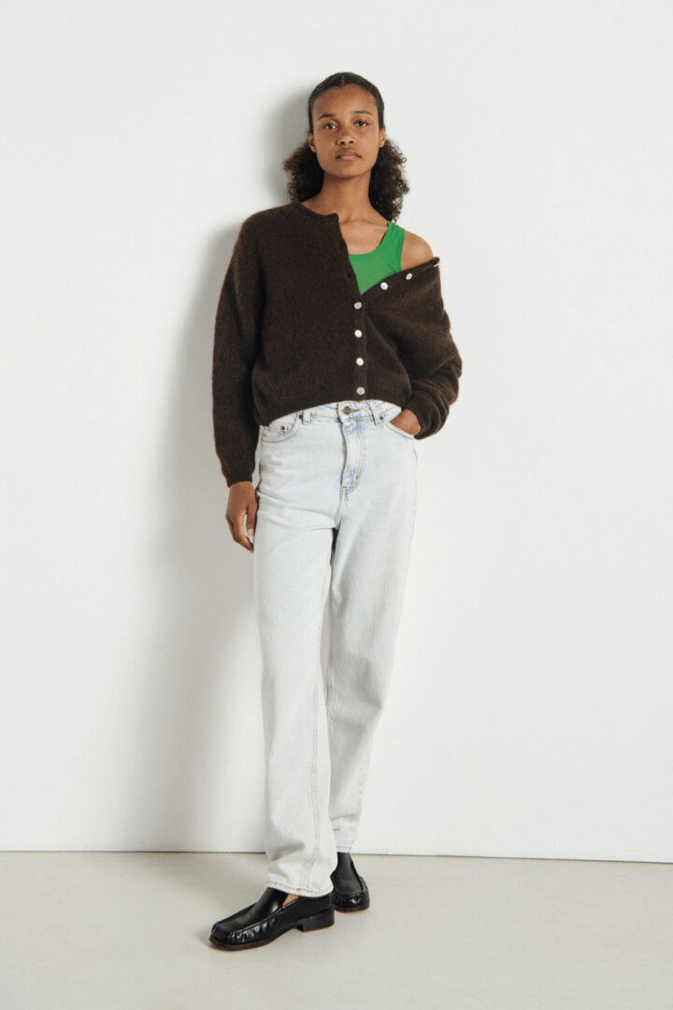 American Vintage Melange Coffee Brown VITOW Cardigan - Dotique - American Vintage