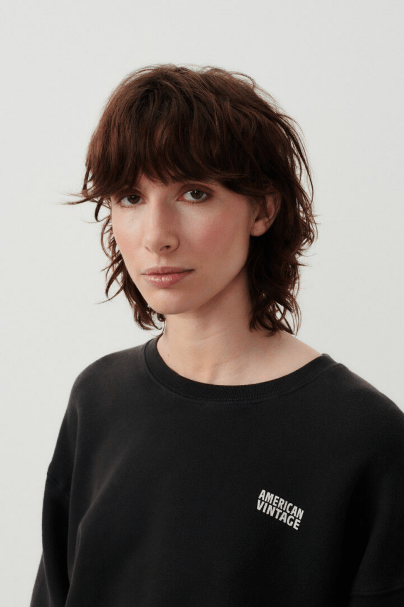 American Vintage IZUBIRD reglisse vintage cropped sweatshirt with crew neck – Dotique