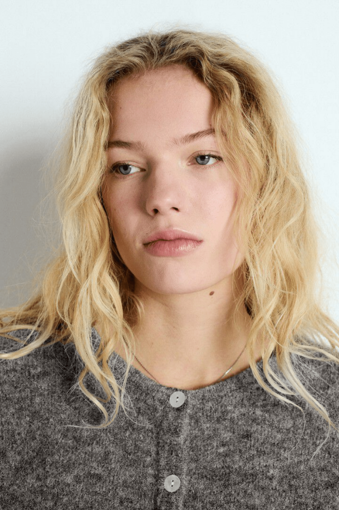 American Vintage VITOW steel melange cropped cardigan with round neck – Dotique