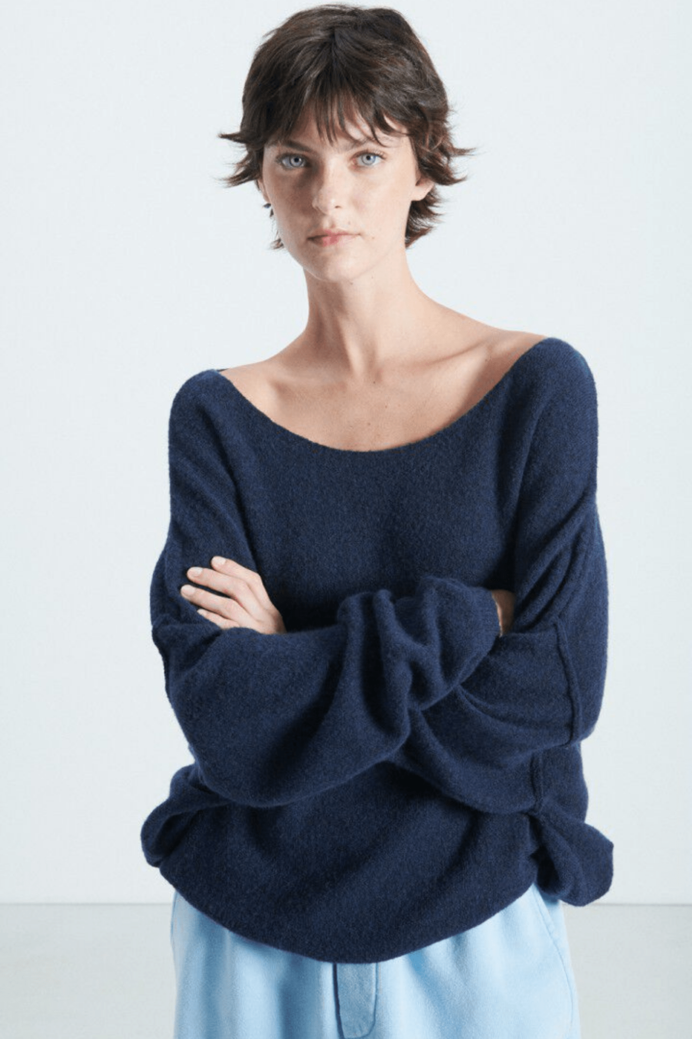 American Vintage Women's Damsville Jumper in Navy Blue Black Melange - Dotique - American Vintage