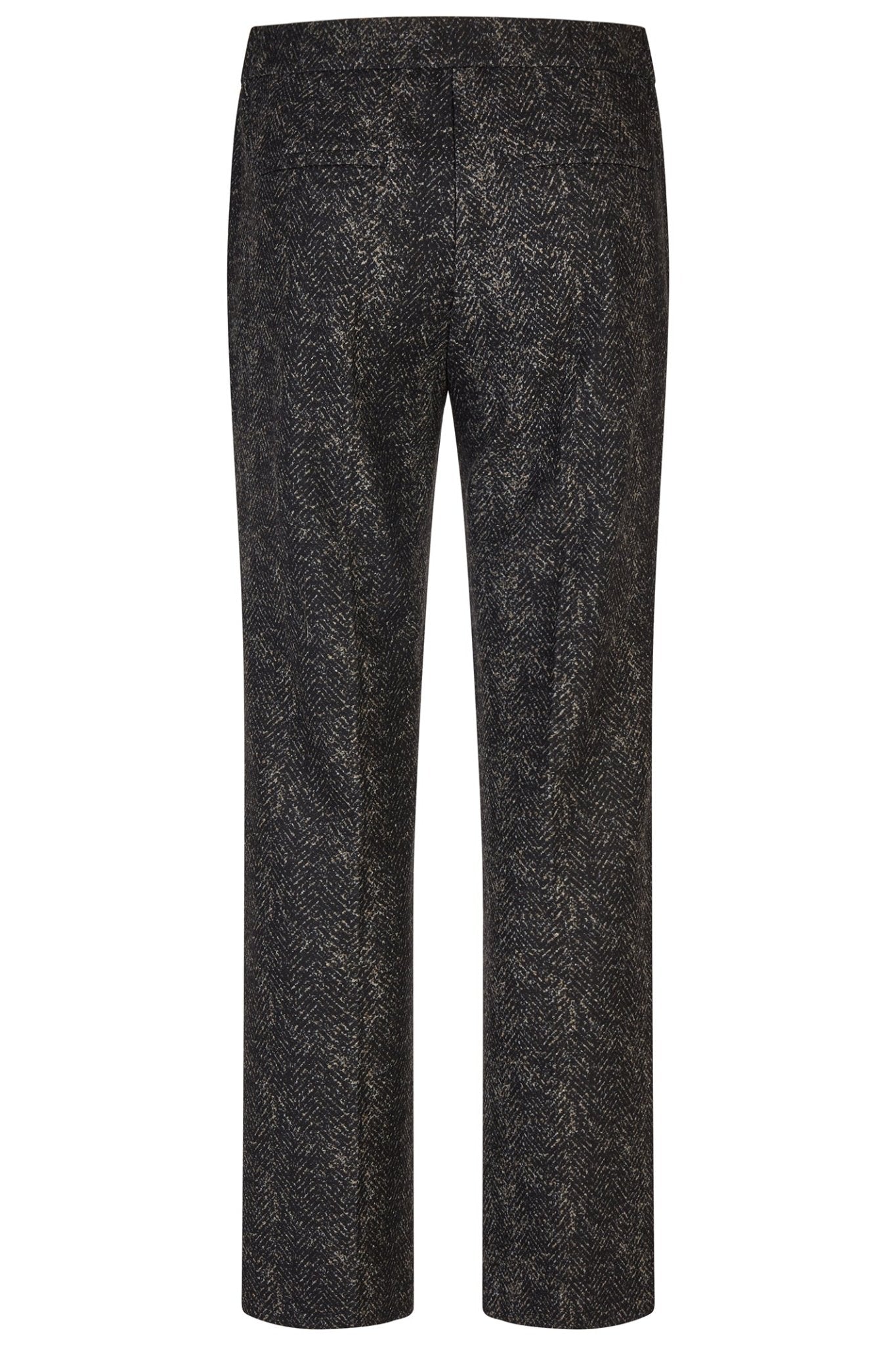 Dark gray patterned pants on a white background