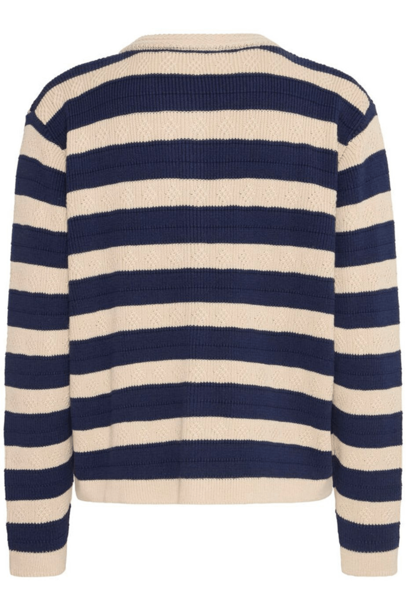 Atelier Rêve IRGABBY smoke grey striped cotton cardigan at Dotique