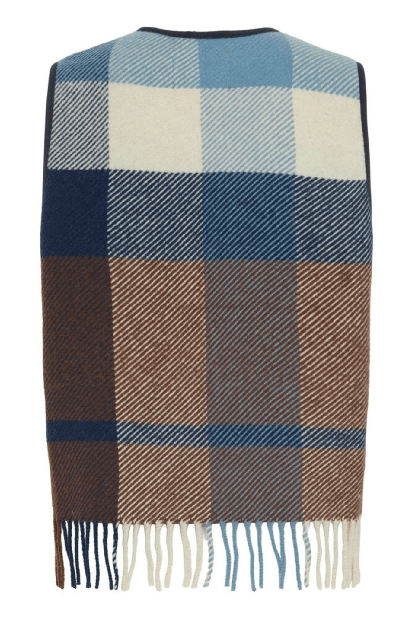 Atelier Rêve IRLUNA blue brown check wool waistcoat at Dotique