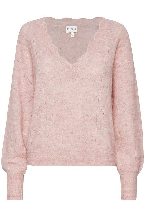Atelier Reve IRMANON Light Mauve V Neck Knit Dotique font