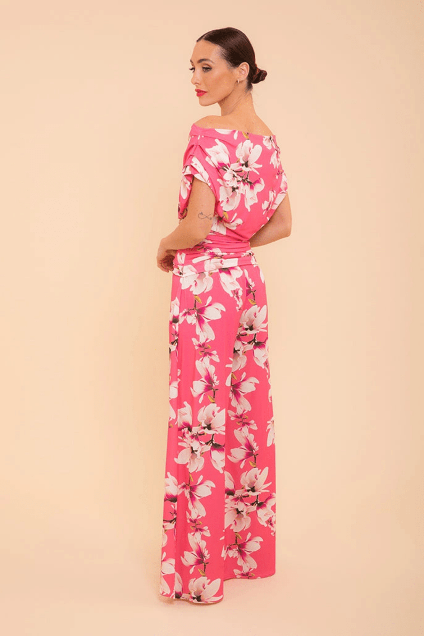 ATOM LABEL Carbon Jumpsuit in Fuschia Floral Print - Dotique