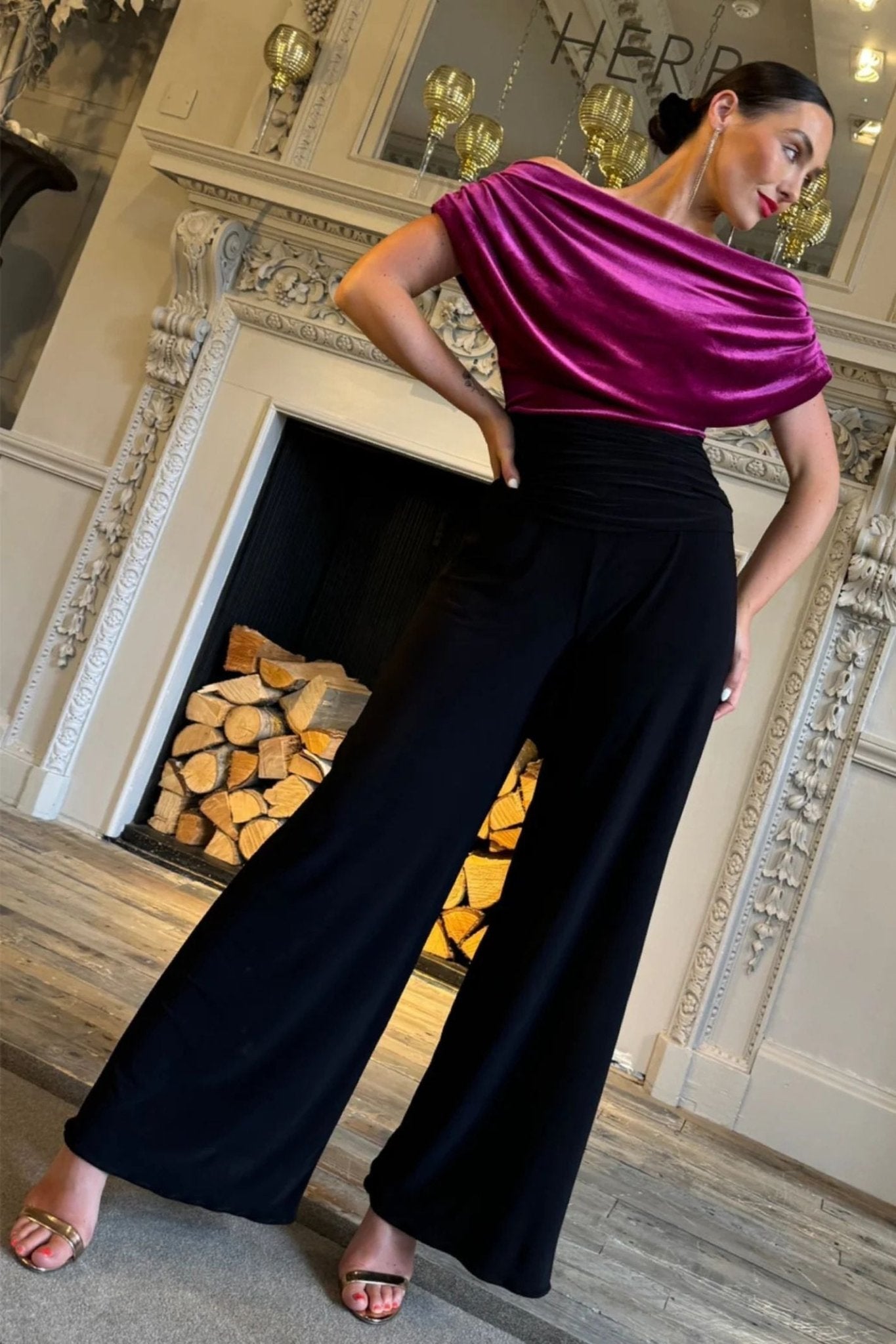 Atom Label_Velvet Magenta/Black Jumpsuit_Dotique