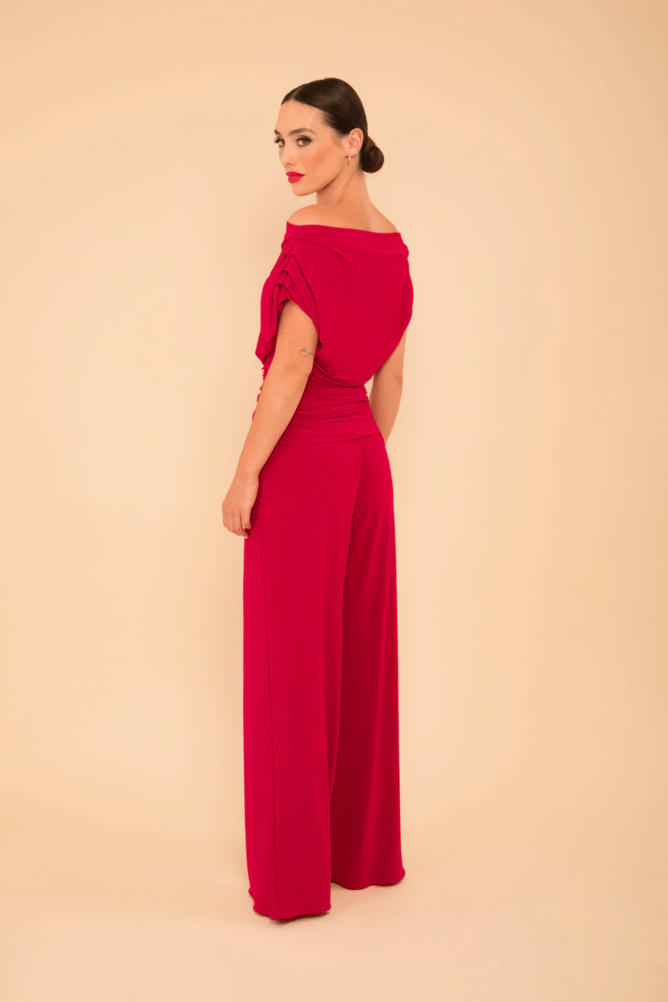 Atom Label Carbon Jumpsuit in Red Regular Length - Dotique - ATOM LABEL