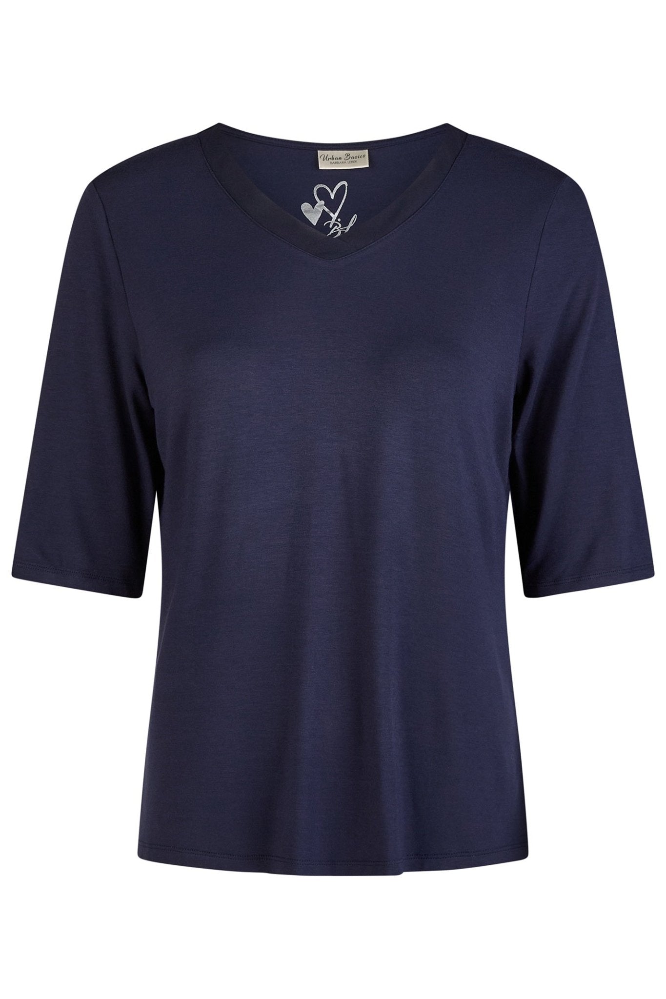 Barbara Lebek 85550052 Navy V - Neck T-Shirt Top - Dotique