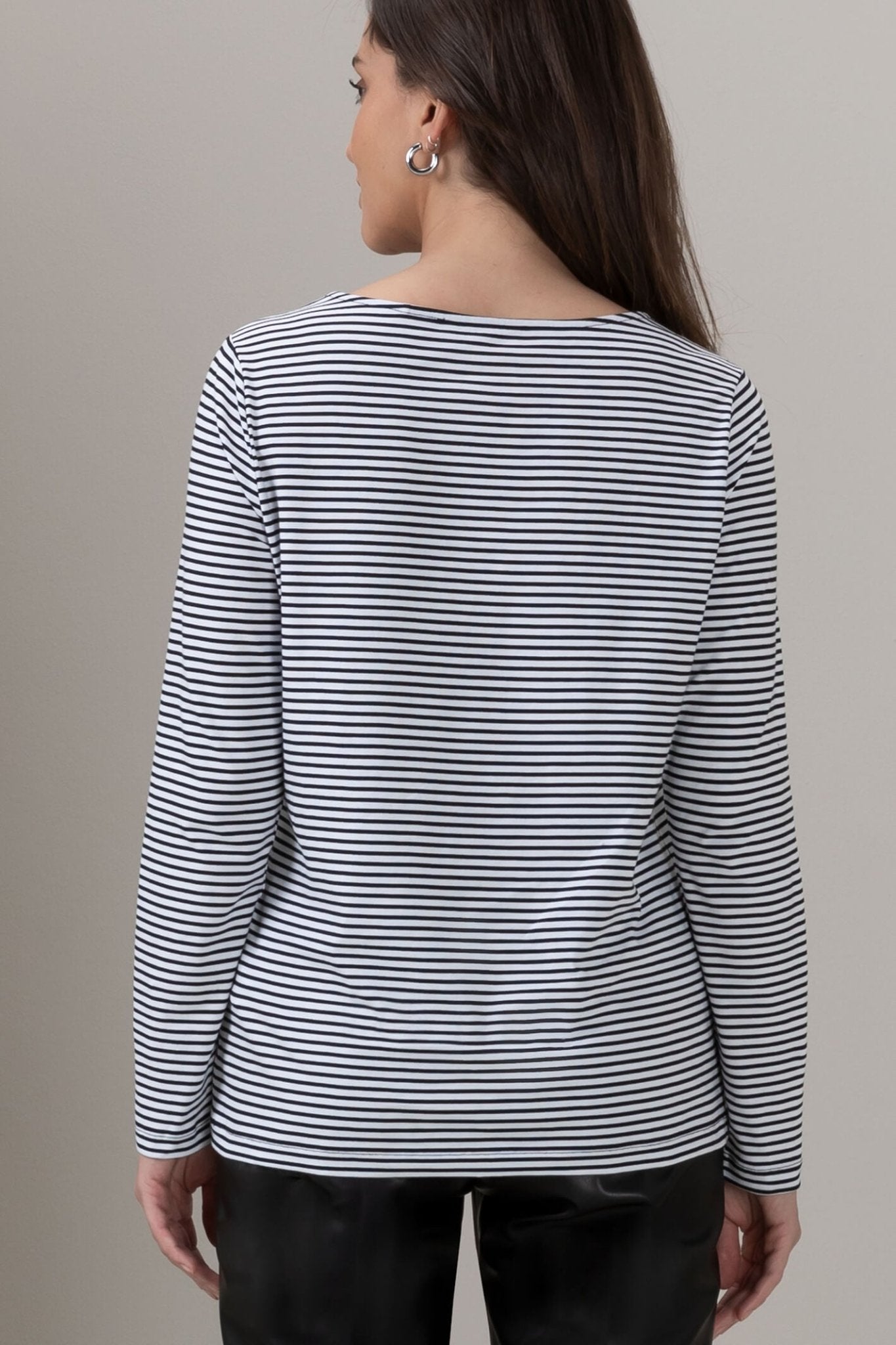 Bianca 26063 Dami Black White Striped Long Sleeve Top - Dotique
