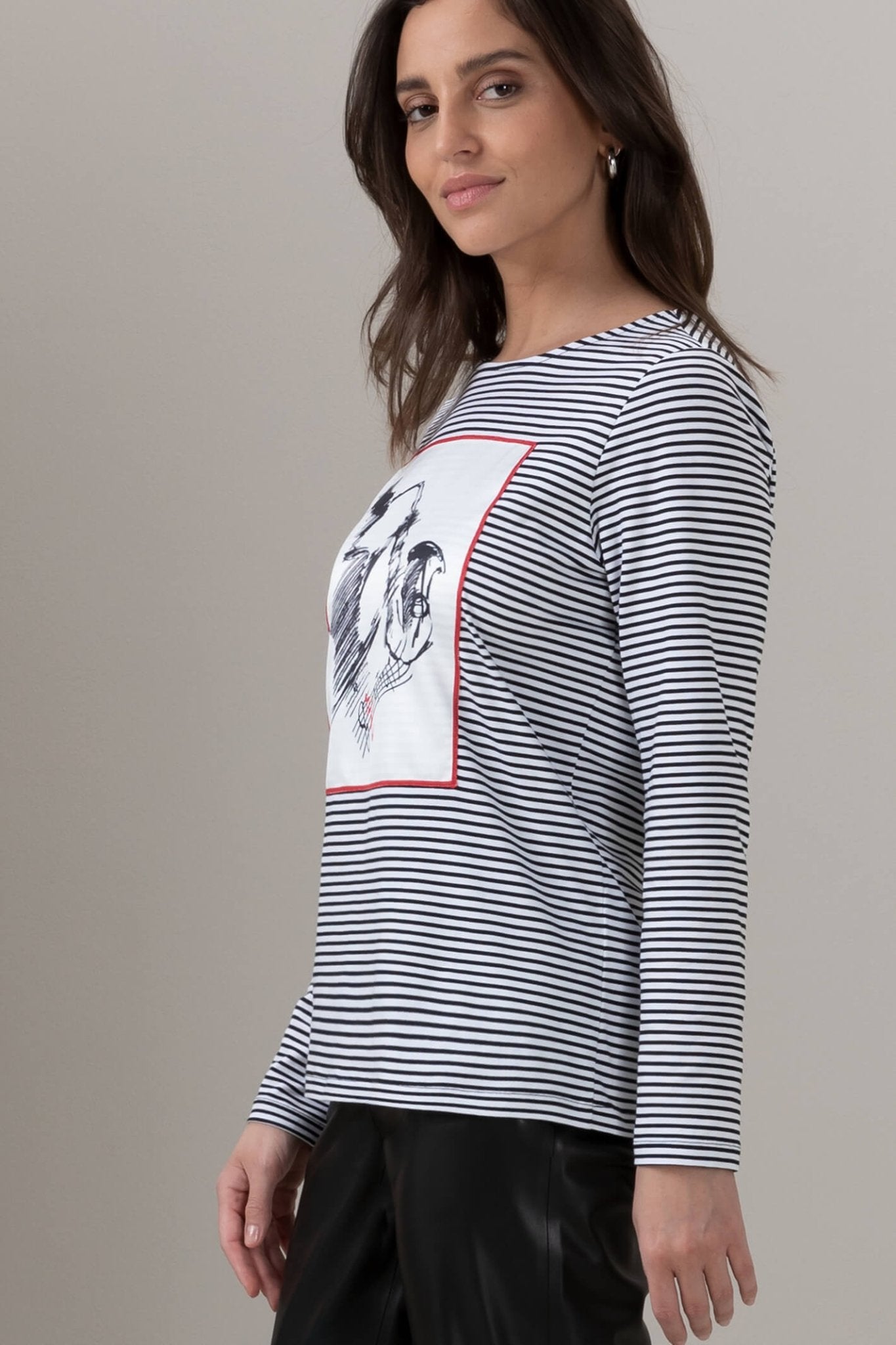 Bianca 26063 Dami Black White Striped Long Sleeve Top - Dotique