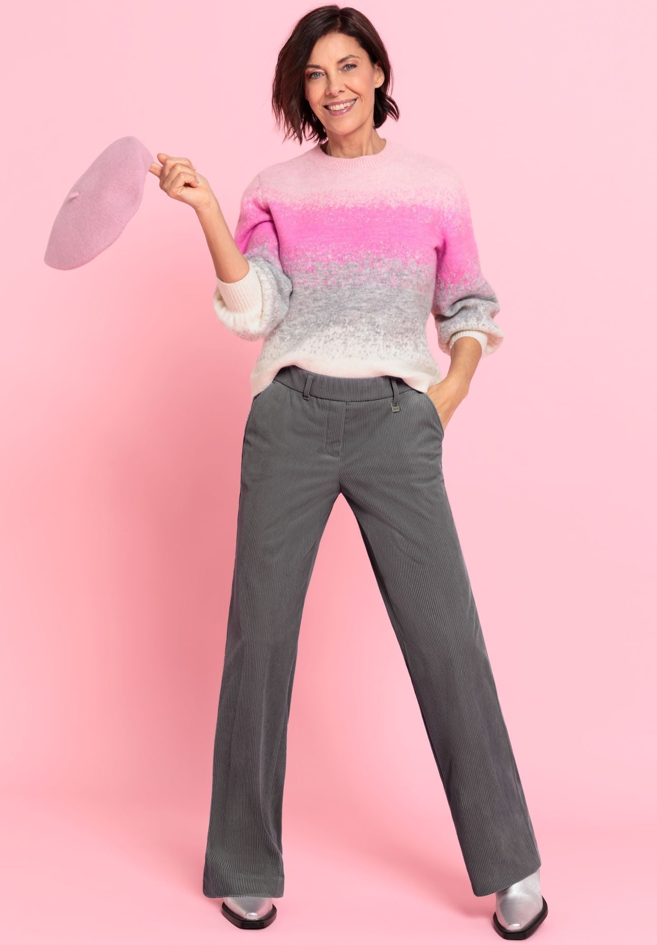 Bianca 68039 Pink Mix Udine Round Neck Jumper - Dotique - Bianca