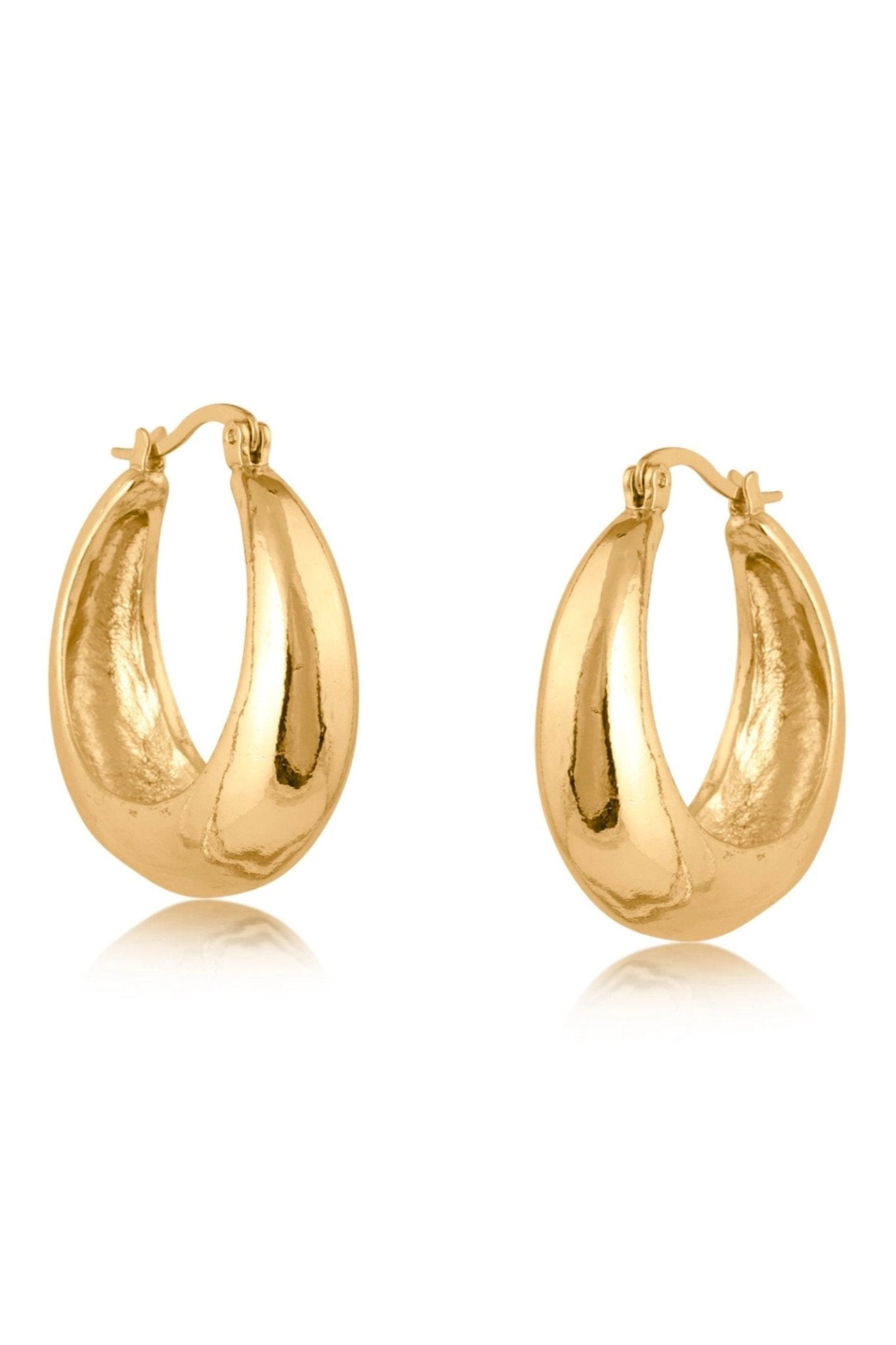 Big Metal 3077 Sophia Oraganic Shape Hoop Earrings Gold - Dotique - Big Metal London