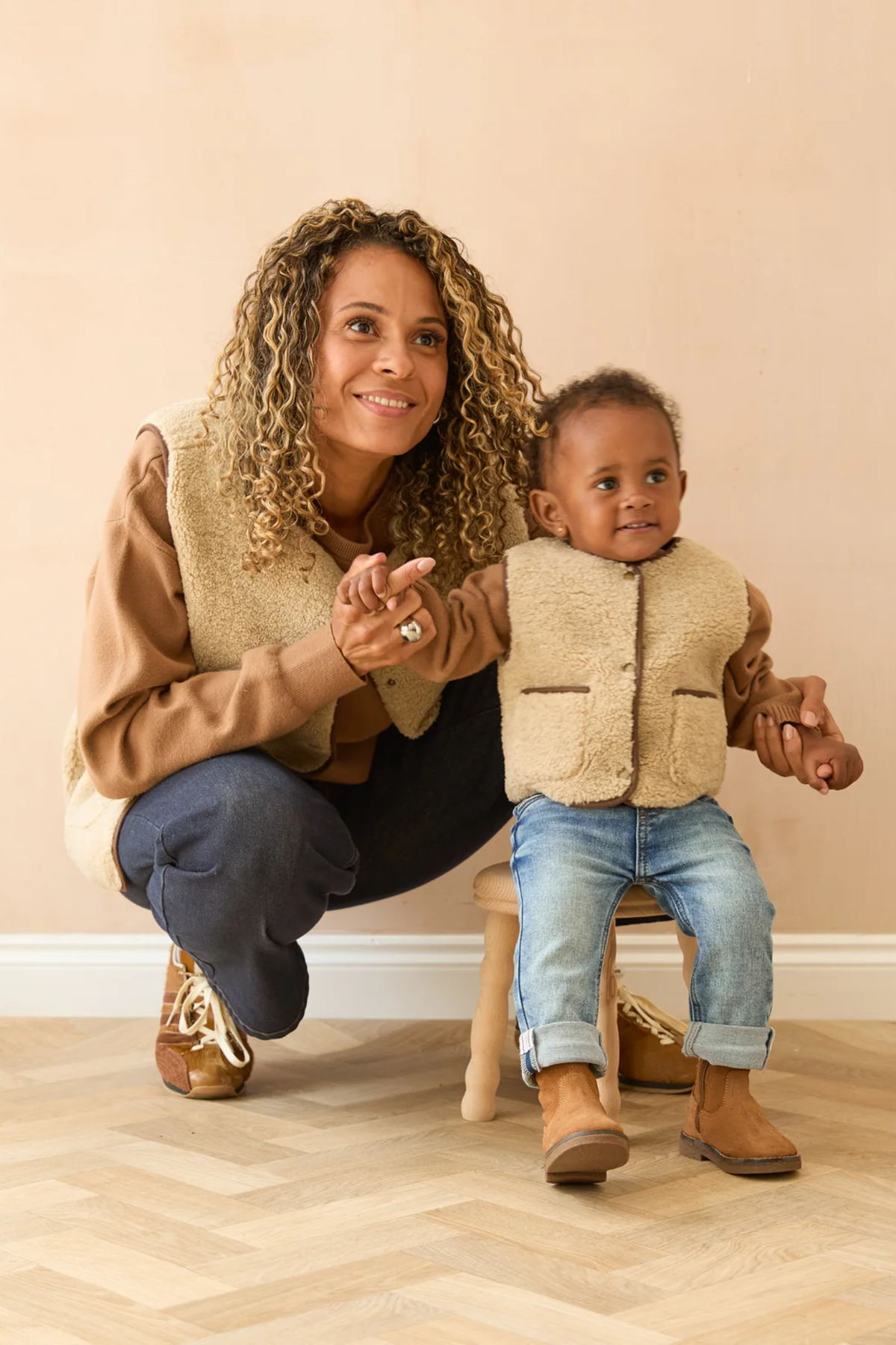 Chalk Mini Babies Lamb Gilet Oat Taupe
