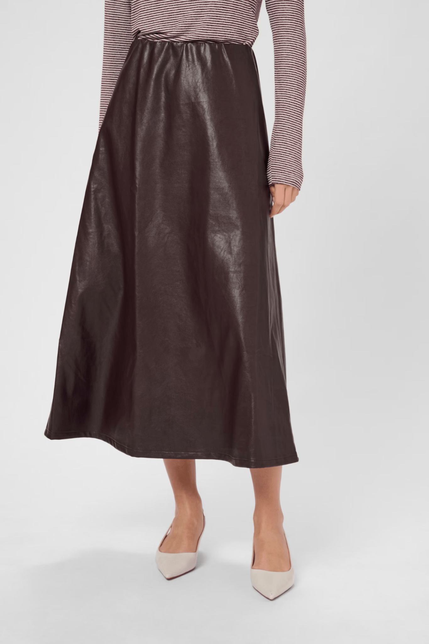 Culture 50112295 CUlilli PU Leather Look A - Line Midi Skirt - Dotique - Culture