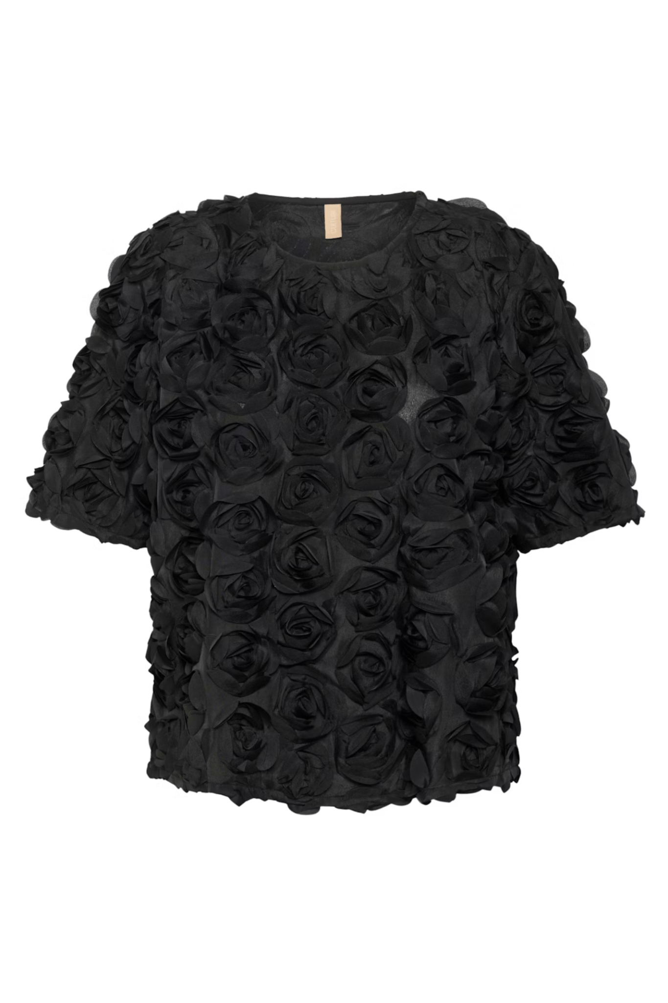 Culture 50112316 CUcebrine Short Sleeve 3D Rose Blouse Black - Dotique - Culture