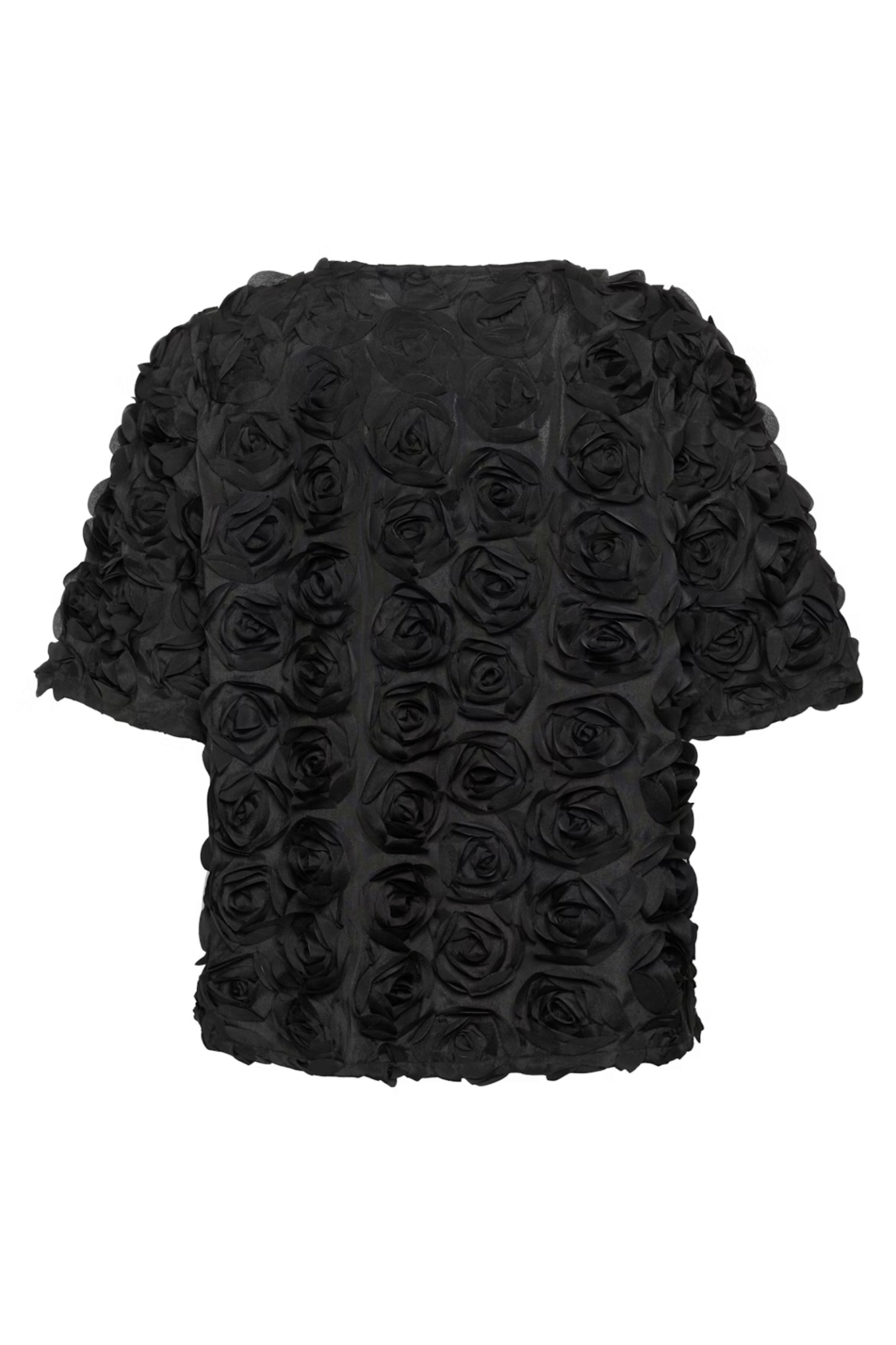 Culture 50112316 CUcebrine Short Sleeve 3D Rose Blouse Black - Dotique - Culture