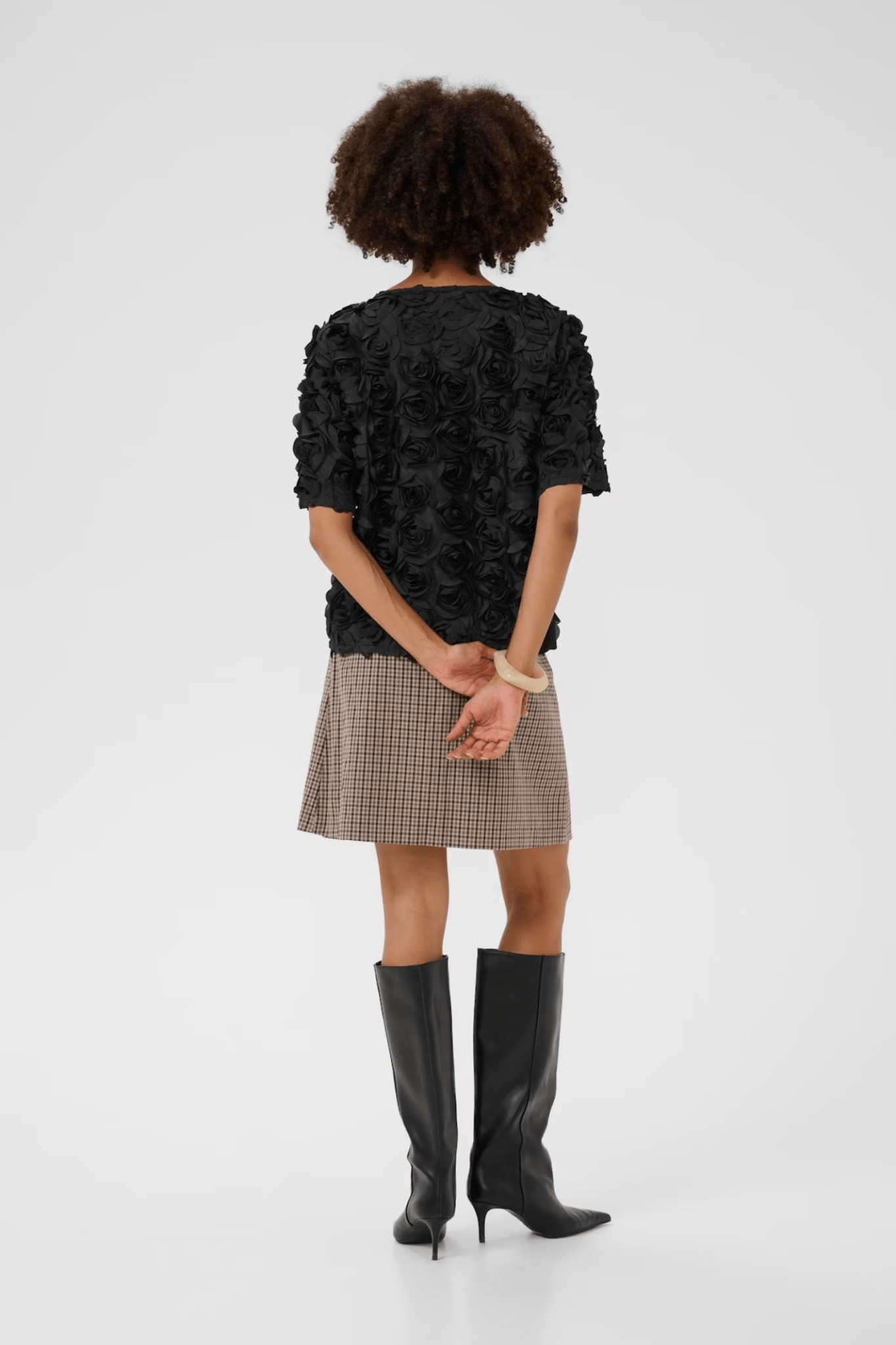 Culture 50112316 CUcebrine Short Sleeve 3D Rose Blouse Black - Dotique - Culture