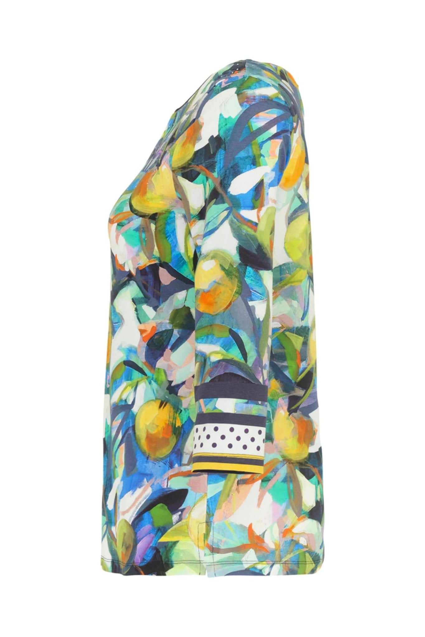 Dolcezza 24641 Orangerie 4 Navy Green Print Top - Dotique Chesterfield