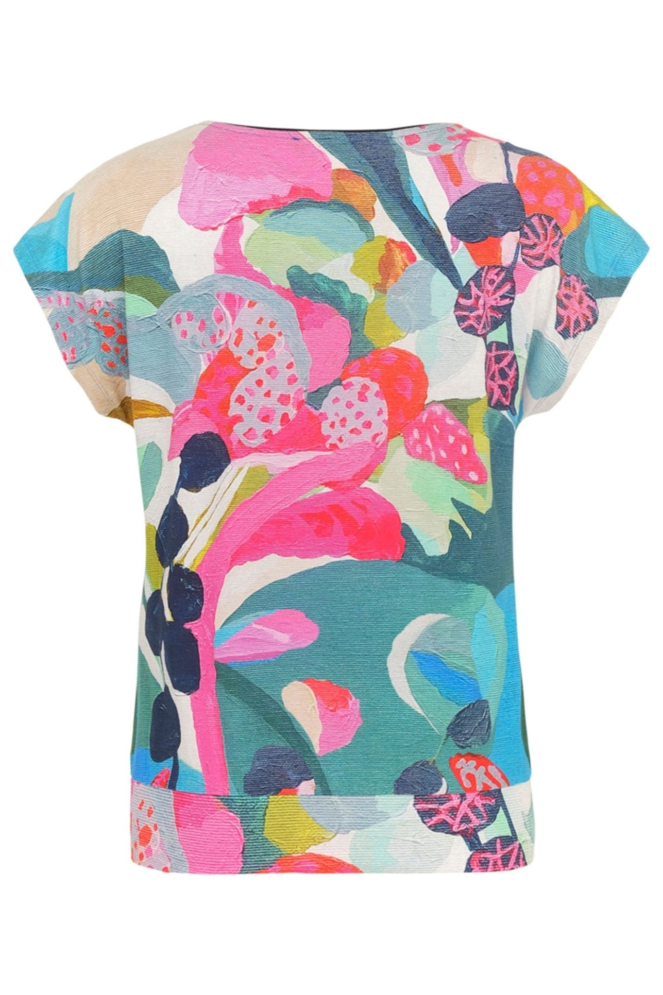 Dolcezza 24670 Rumba Pink Print Tie Waist Top - Dotique Chesterfield