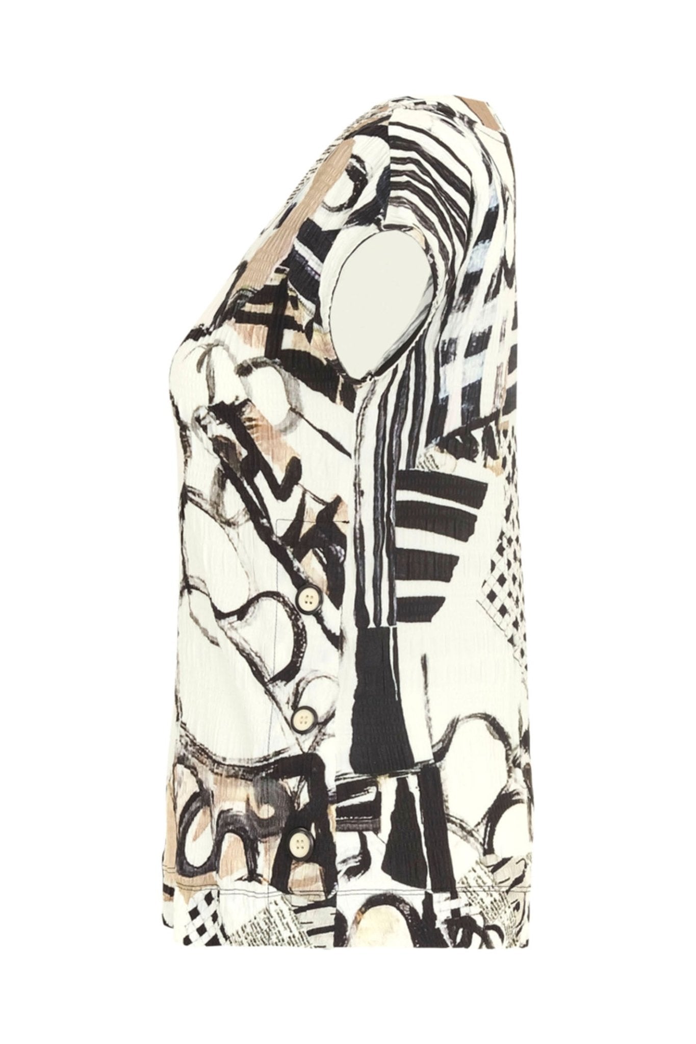 Dolcezza 24730 Decoding Cream Abstract Print Top - Dotique Chesterfield