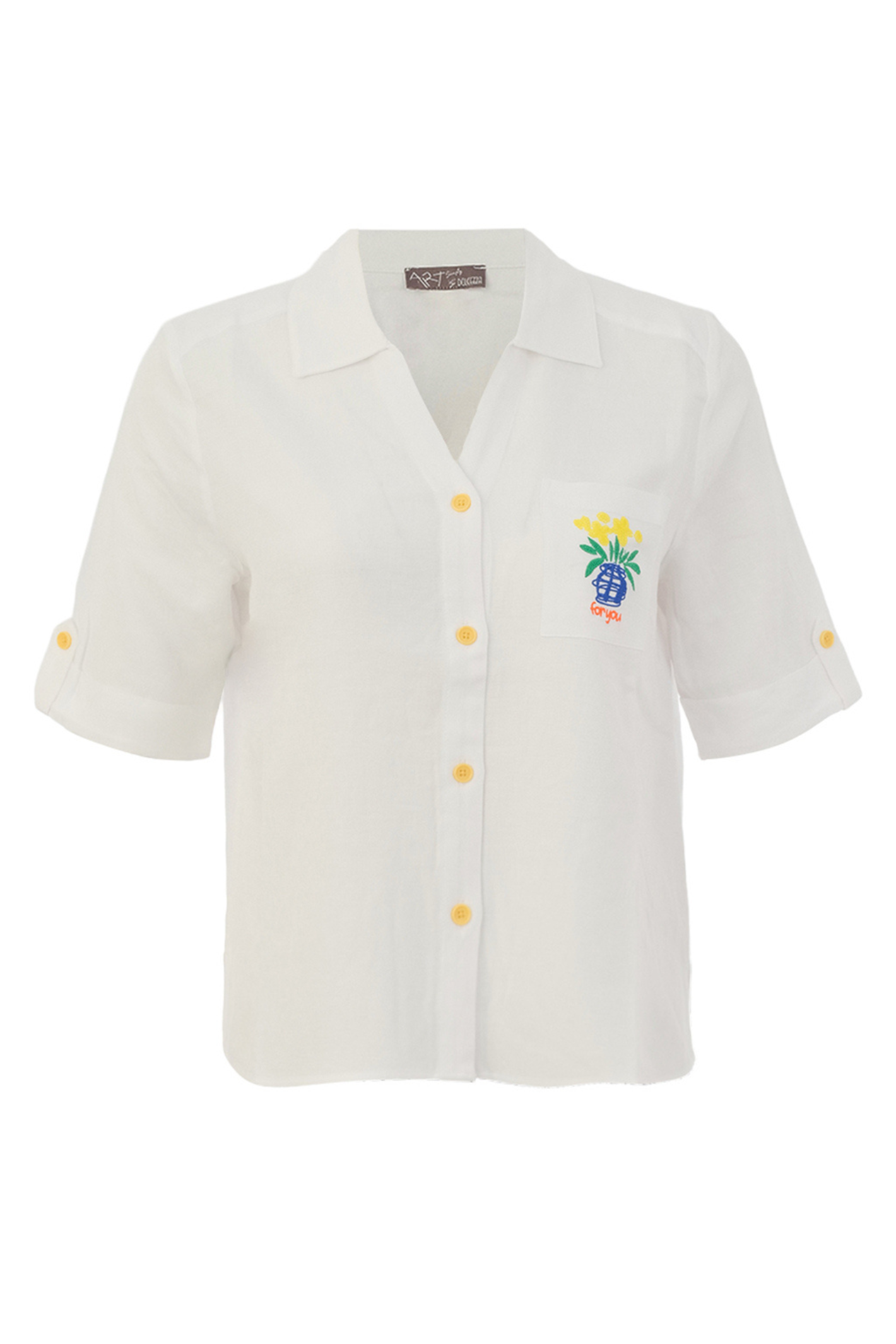 Dolcezza 26623 Linen Blend White Blouse | Shop Dolcezza at Dotique