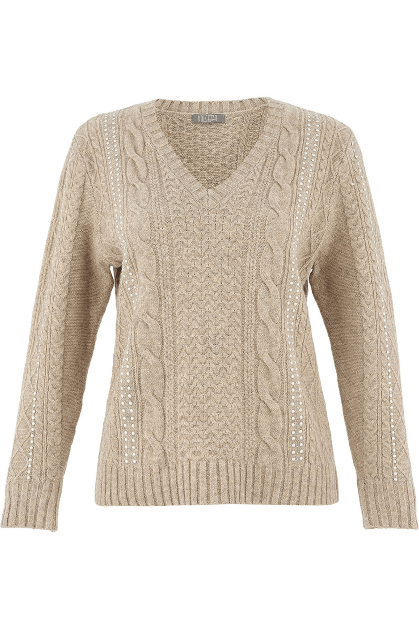 Dolcezza 75307 Oatmeal Cable Knit Jumper - Dotique - Dolcezza