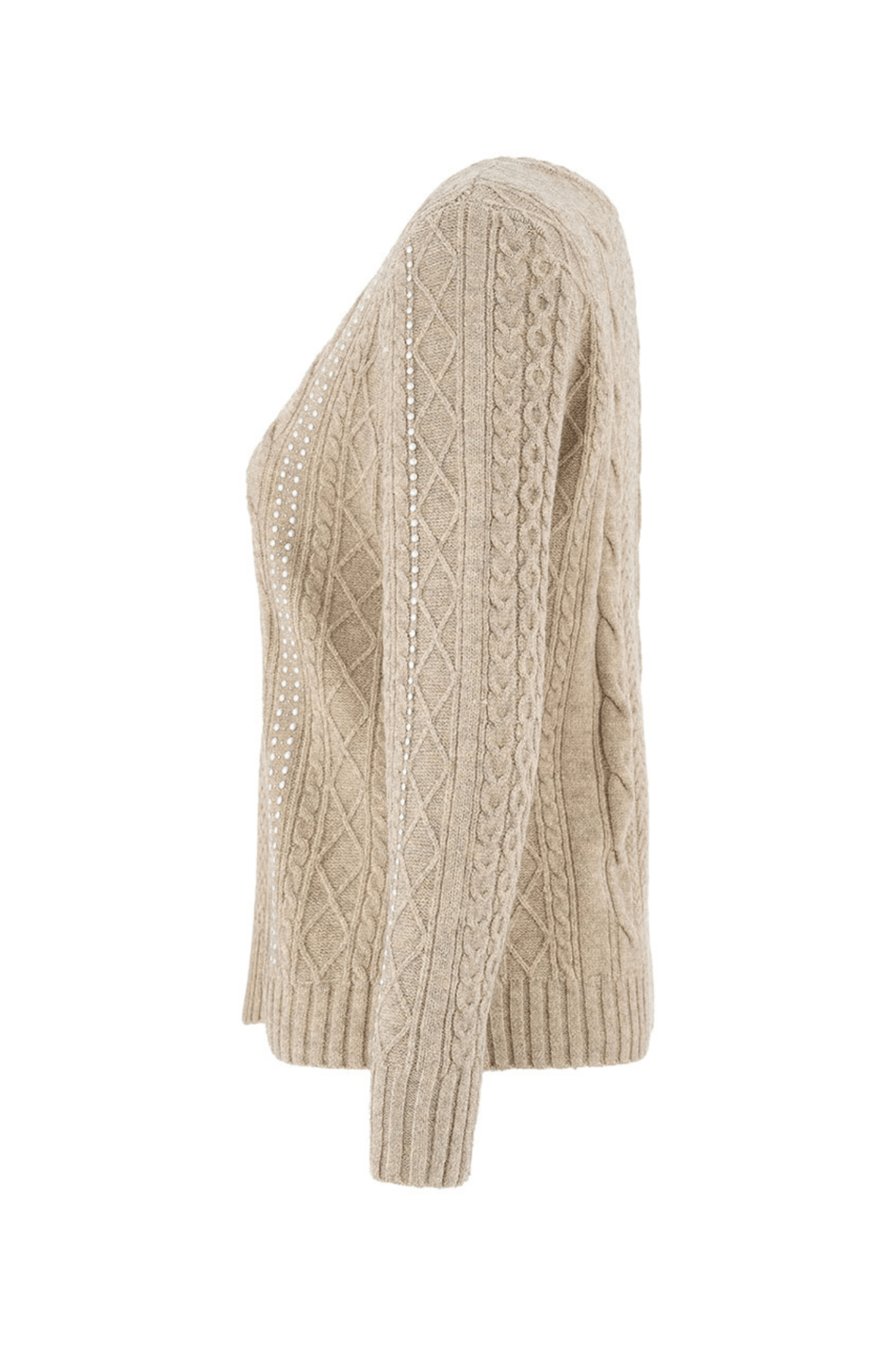 Dolcezza 75307 Oatmeal Cable Knit Jumper - Dotique - Dolcezza