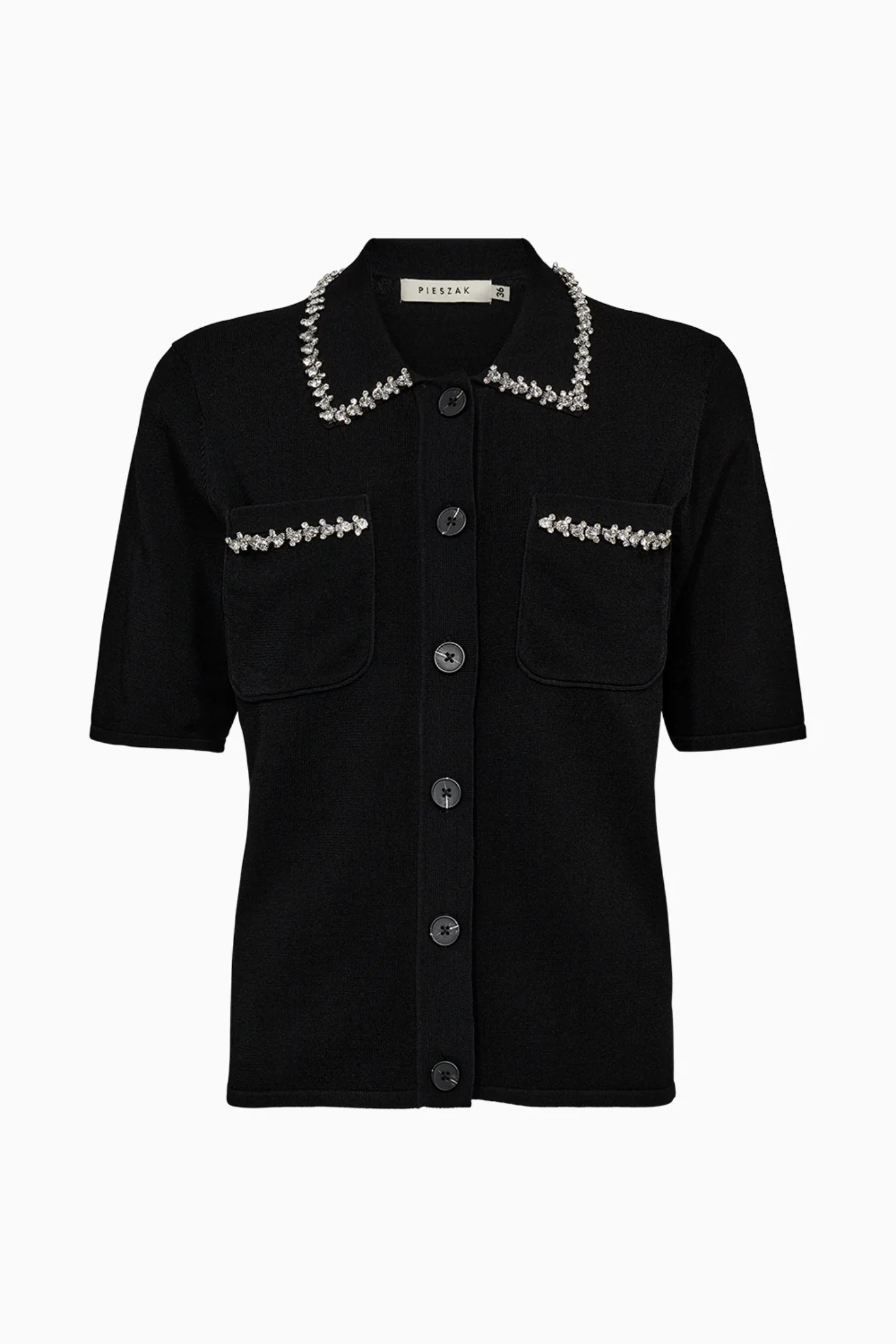 Pieszak J235172 PD-Vigga Rhinestone Polo Knit Black