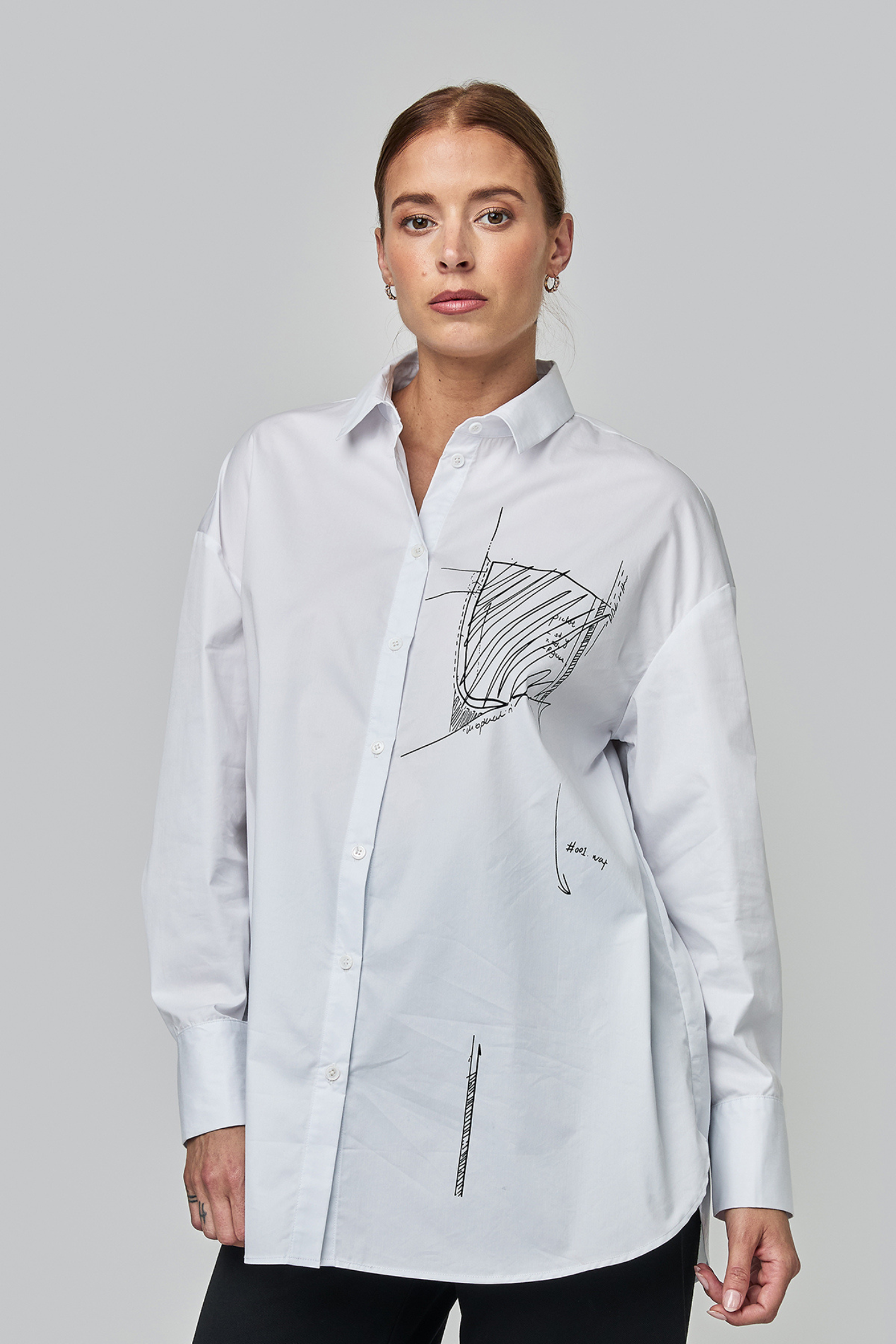 Uchuu CF25-609 Long Sleeve Printed White Shirt