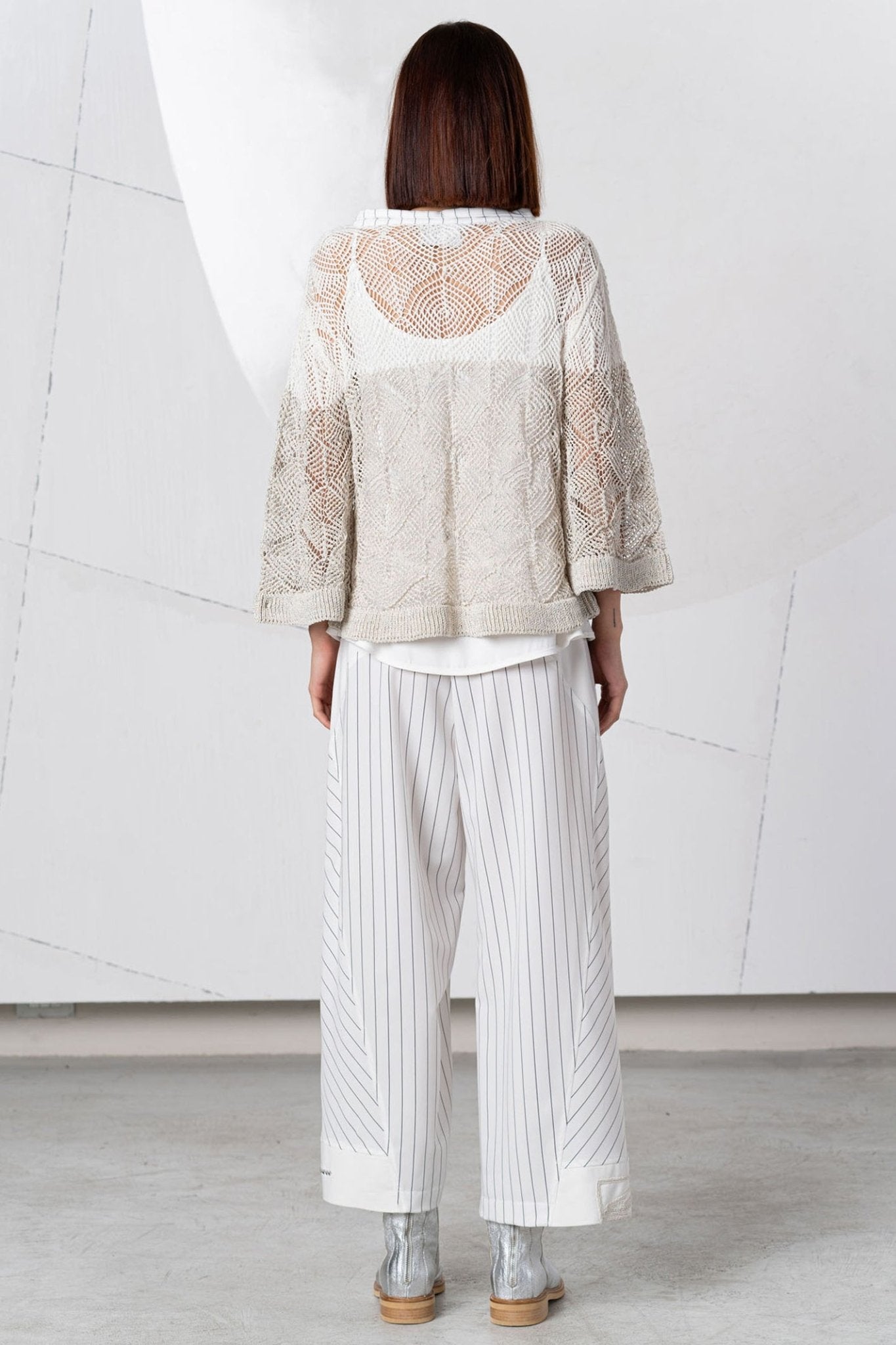 Elisa Cavaletti ELP254014501 White Taupe Mesh Knit Jumper - Dotique