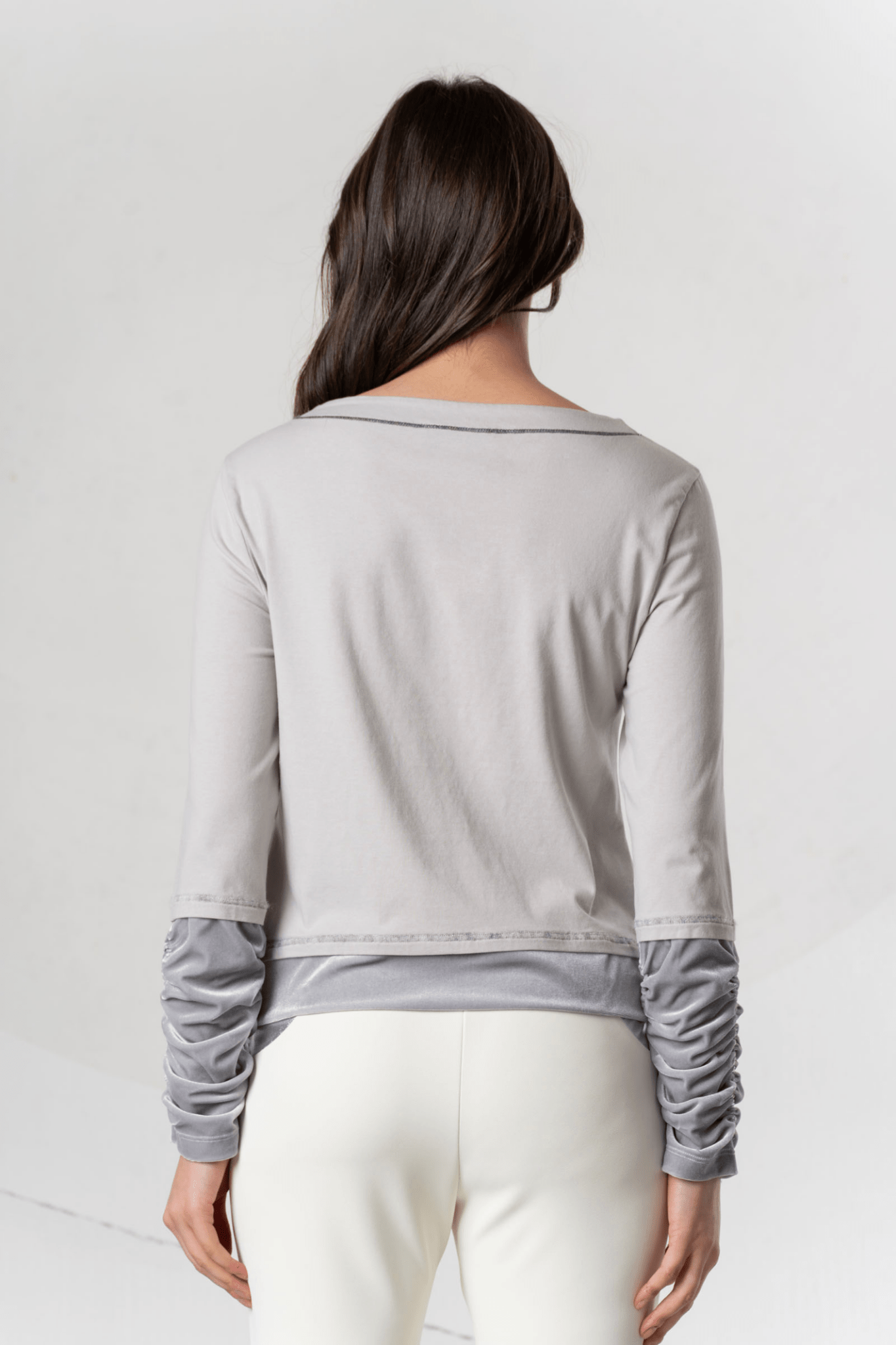 Elisa Cavaletti Glaciale Grey Layered Long Sleeve T-Shirt with Metallic Detail – EJW255043313 22098 - Dotique - Elisa Cavaletti