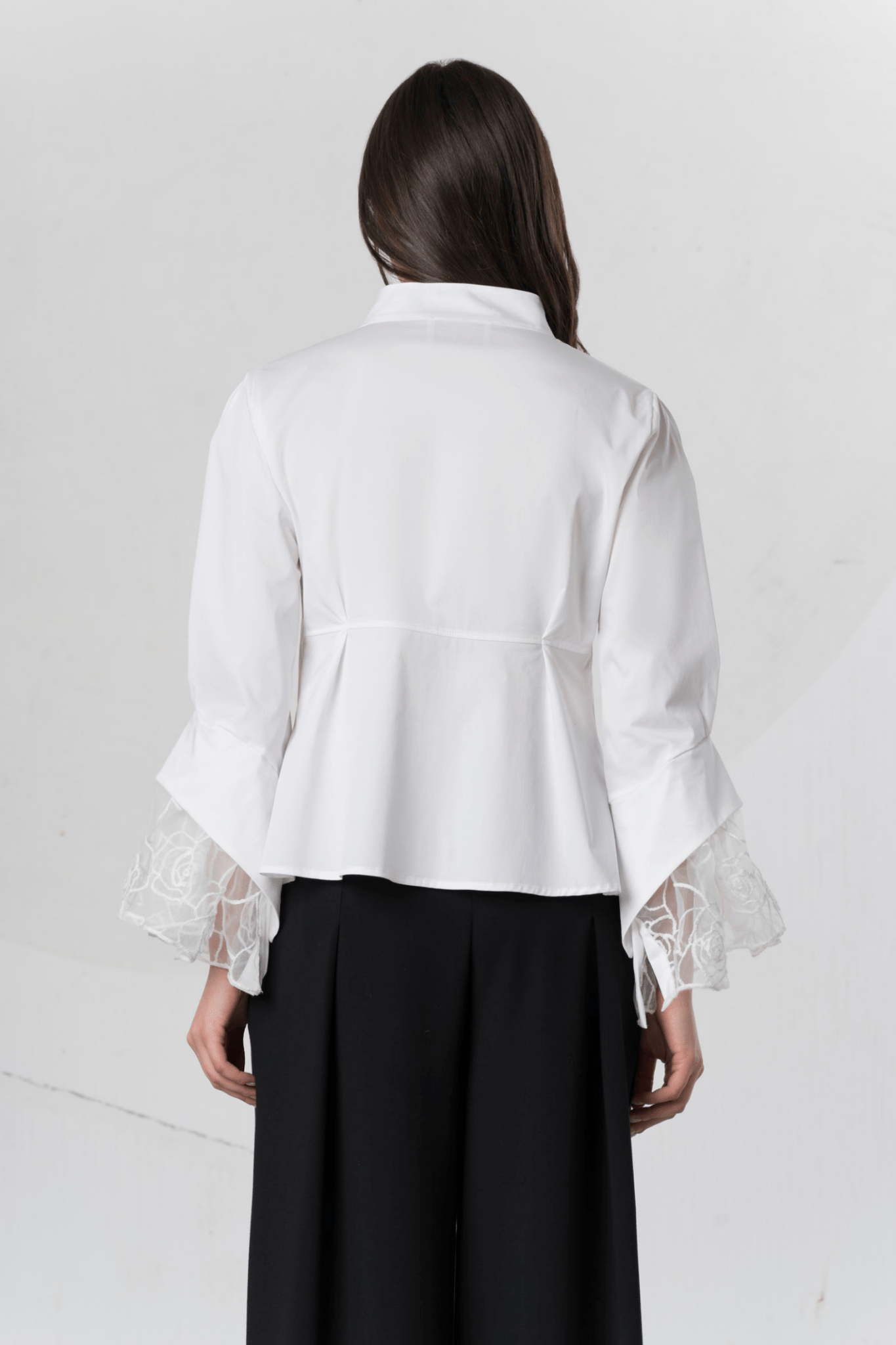 Elisa Cavaletti White Blouse with Lace Cuffs – ELW251054100 03151 - Dotique - Elisa Cavaletti