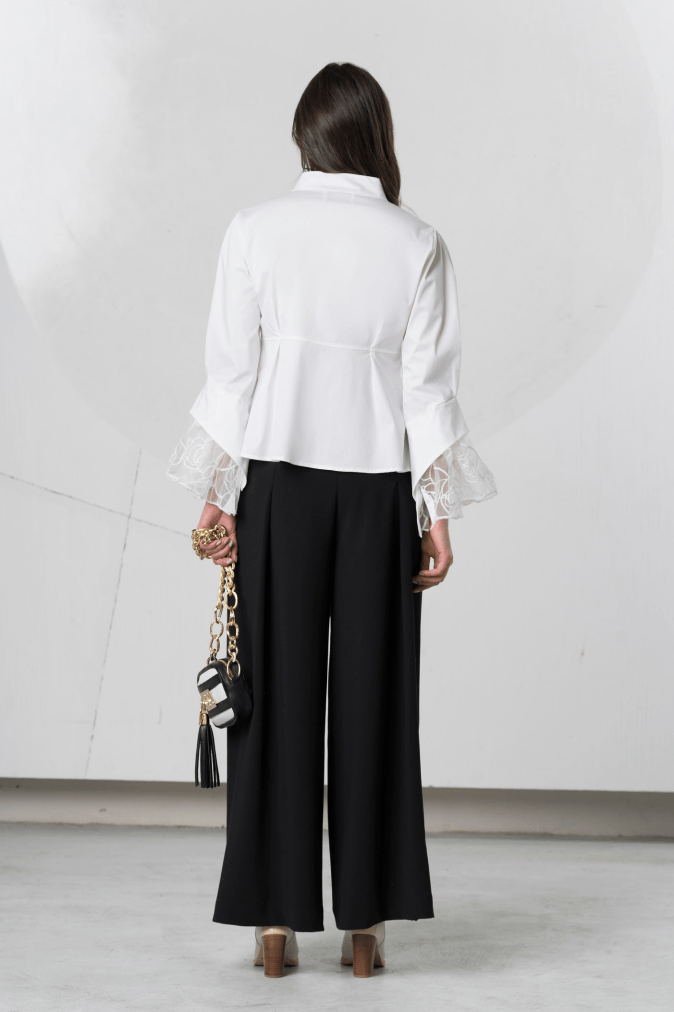 Elisa Cavaletti White Blouse with Lace Cuffs – ELW251054100 03151 - Dotique - Elisa Cavaletti