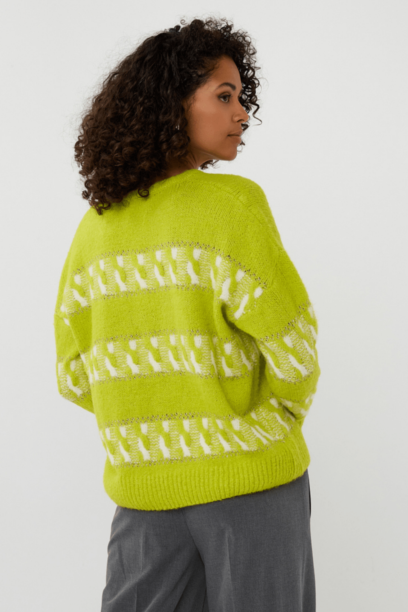 EsQualo 02514 City Lime Jumper Striped Jacquard - Dotique - EsQualo