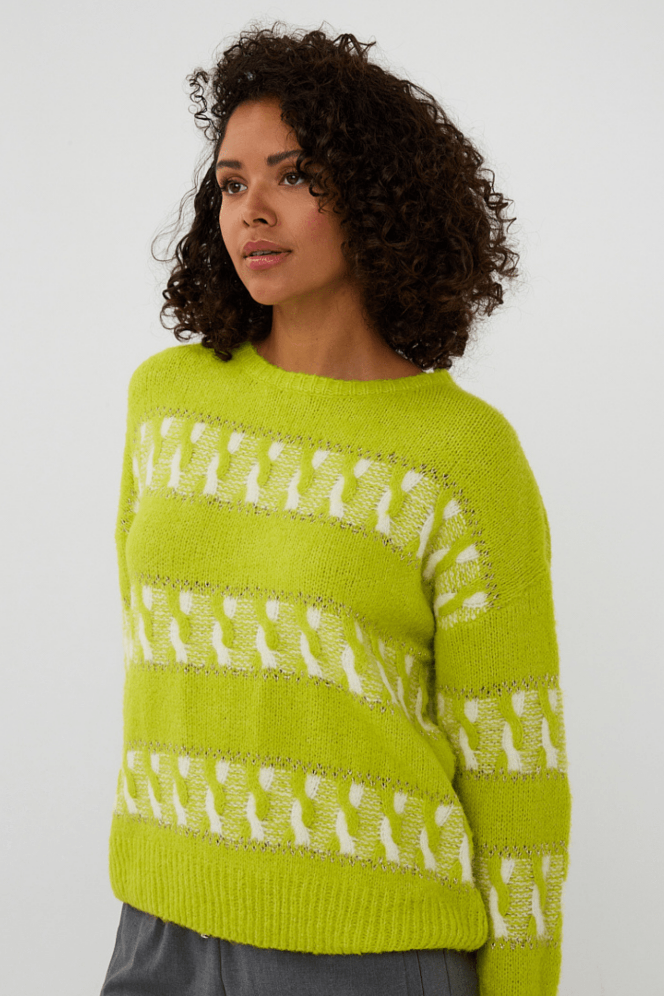 EsQualo 02514 City Lime Jumper Striped Jacquard - Dotique - EsQualo