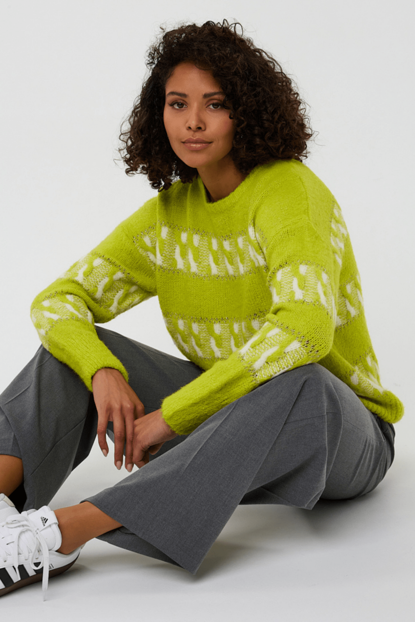 EsQualo 02514 City Lime Jumper Striped Jacquard - Dotique - EsQualo