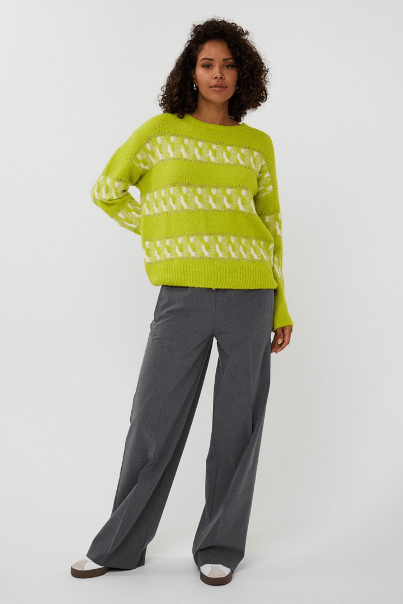 EsQualo 02514 City Lime Jumper Striped Jacquard - Dotique - EsQualo