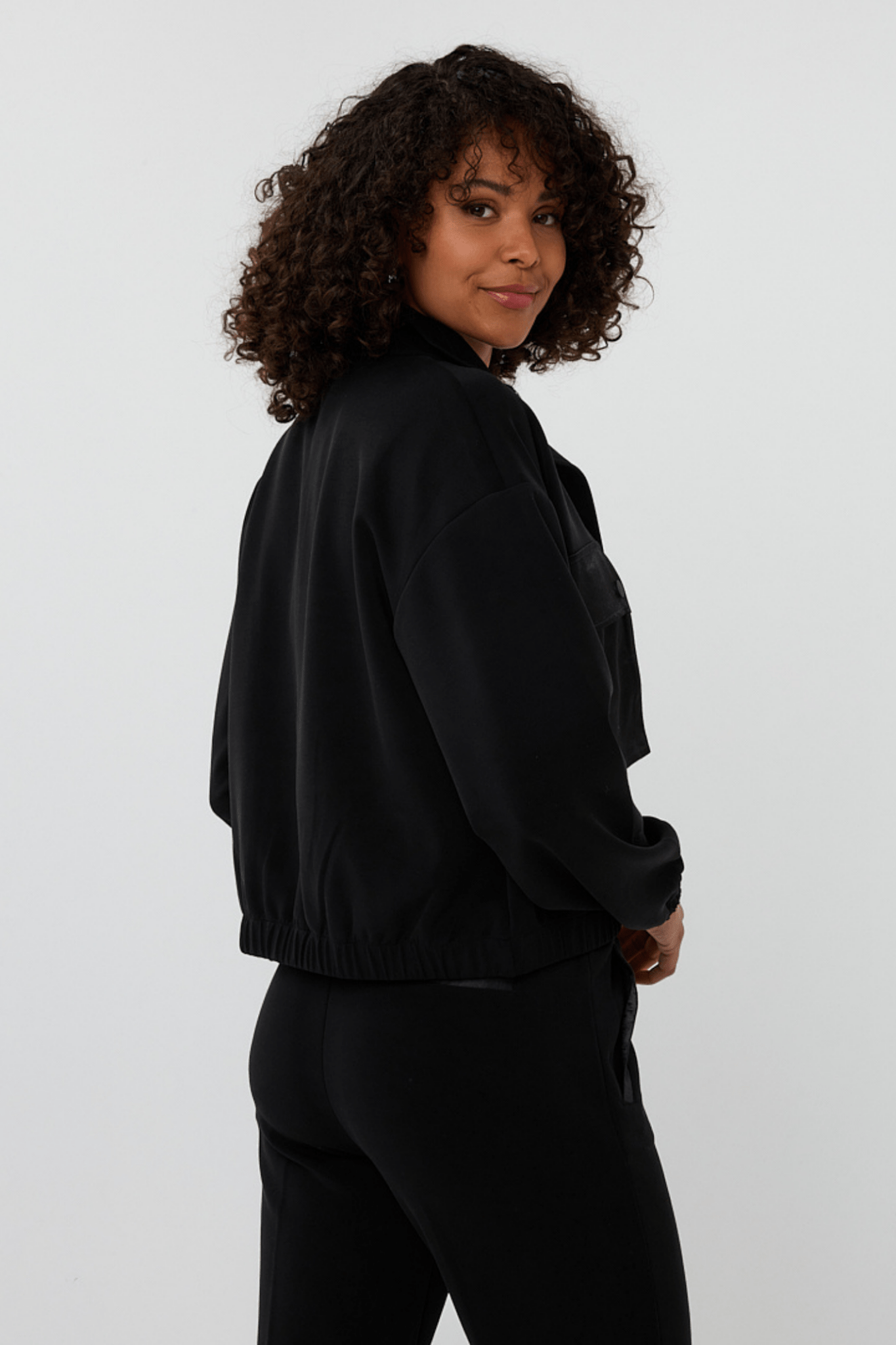 EsQualo 05501 Black Cardigan Bomber Modal - Dotique - EsQualo