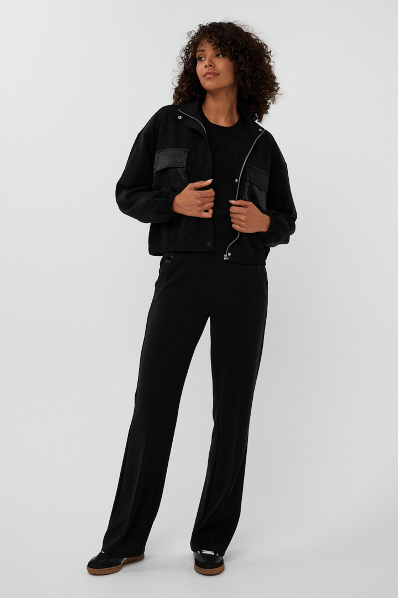 EsQualo 05501 Black Cardigan Bomber Modal - Dotique - EsQualo