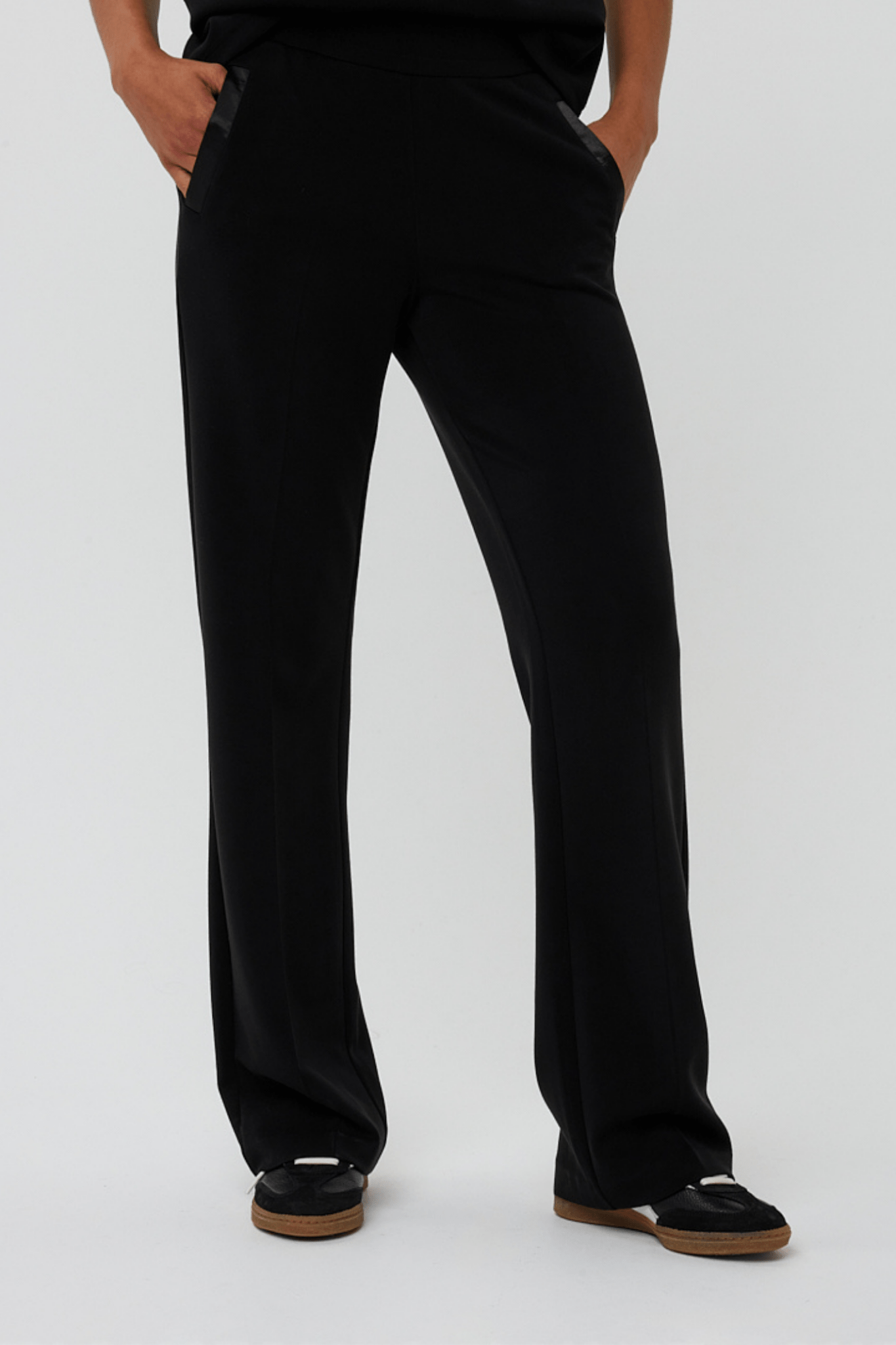 EsQualo 05506 Black Trousers Wide Modal - Dotique - EsQualo