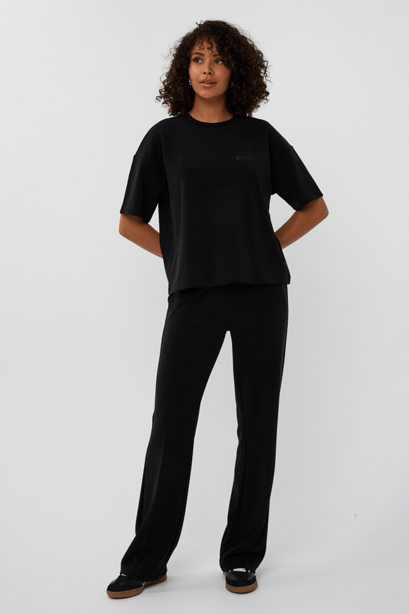 EsQualo 05506 Black Trousers Wide Modal - Dotique - EsQualo