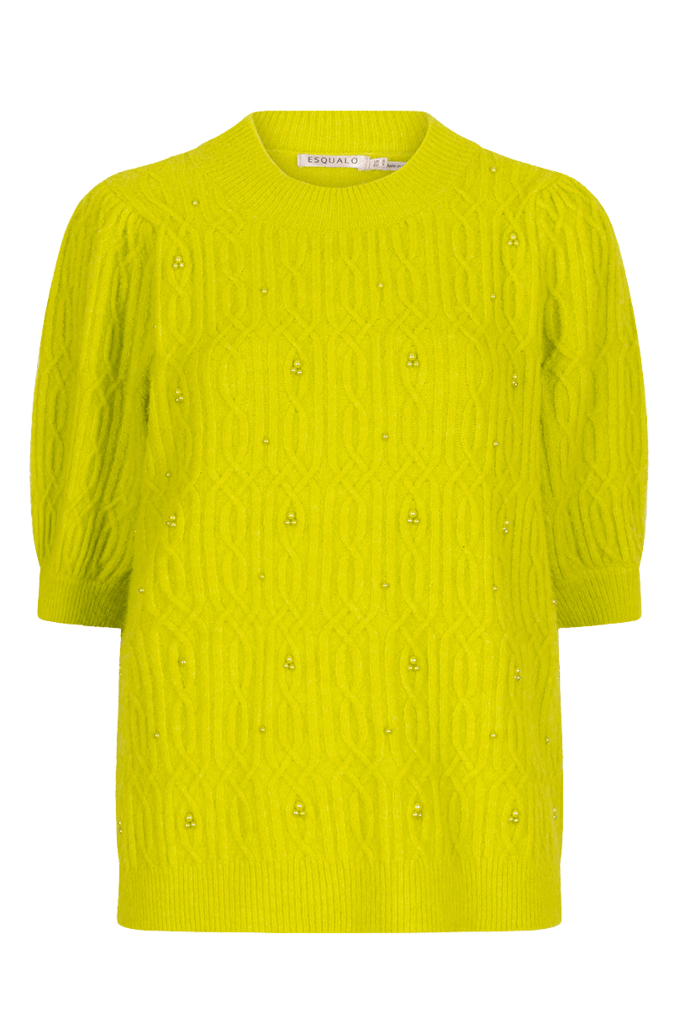 EsQualo 27525 City Lime Jumper with Pearls Cable Short Sleeves - Dotique - EsQualo