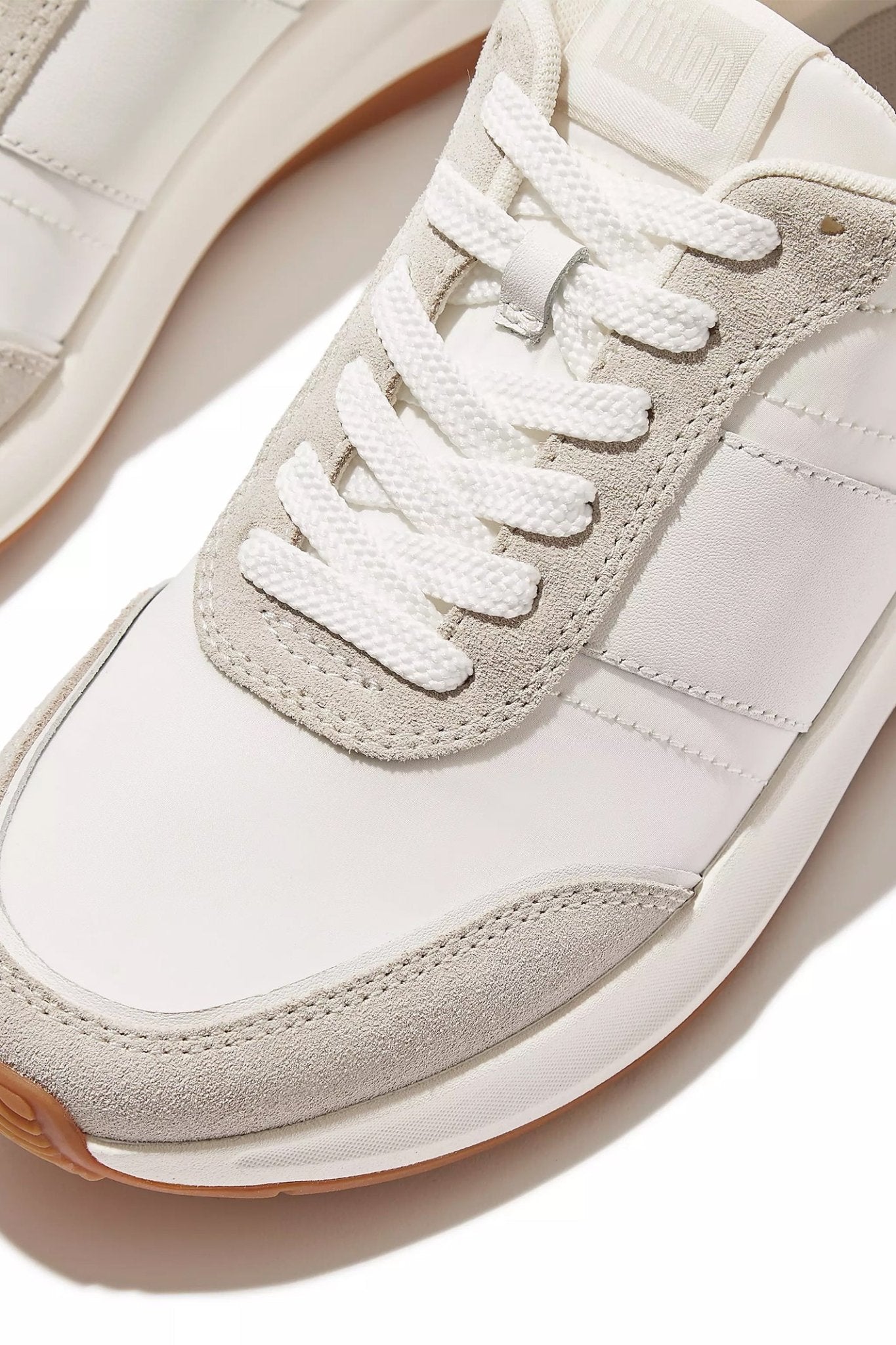 Fitflop F - Mode Flow Fabric/Suede/Leather Flatform Sneaker Urban White - Dotique